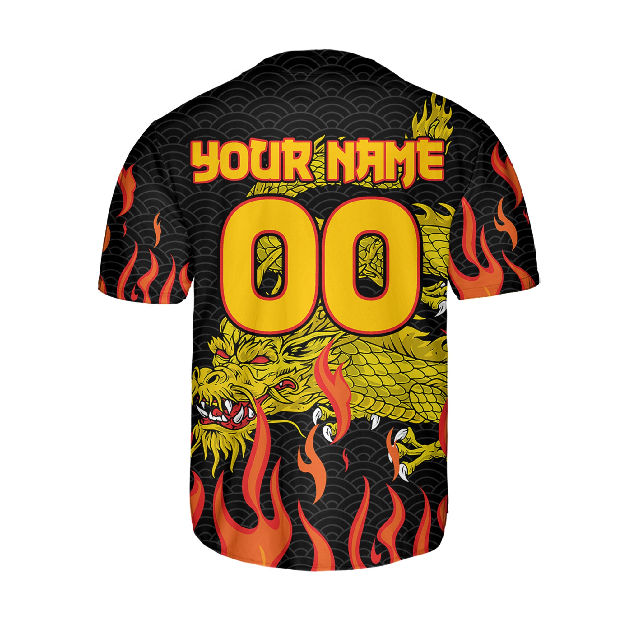 Personalize-Team-Name-And-Number-Dragon-Head-Yellow-Baseball-Jersey