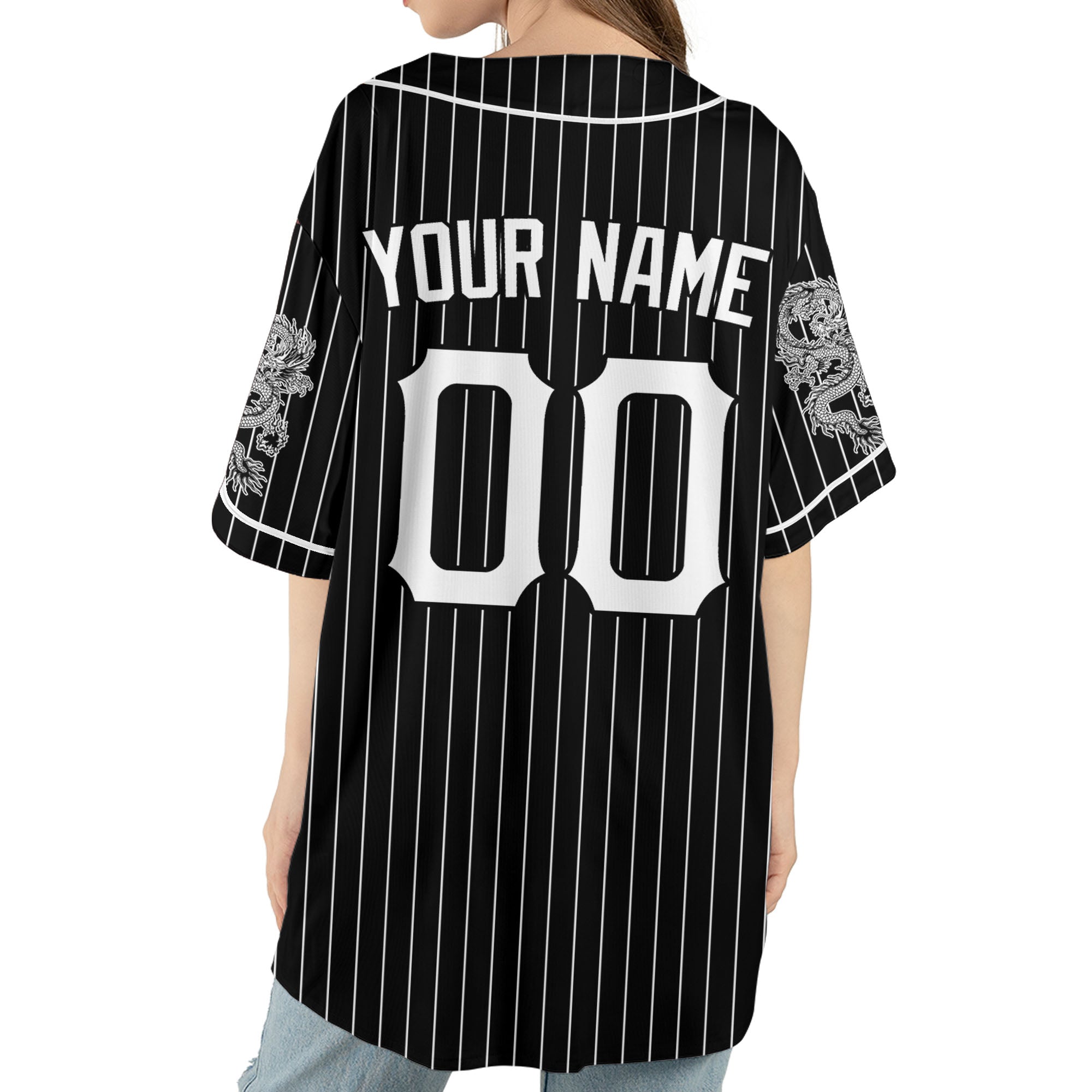 Personalize-Team-Name-And-Number-Dragon-Striped-Baseball-Cool-Sport-Black