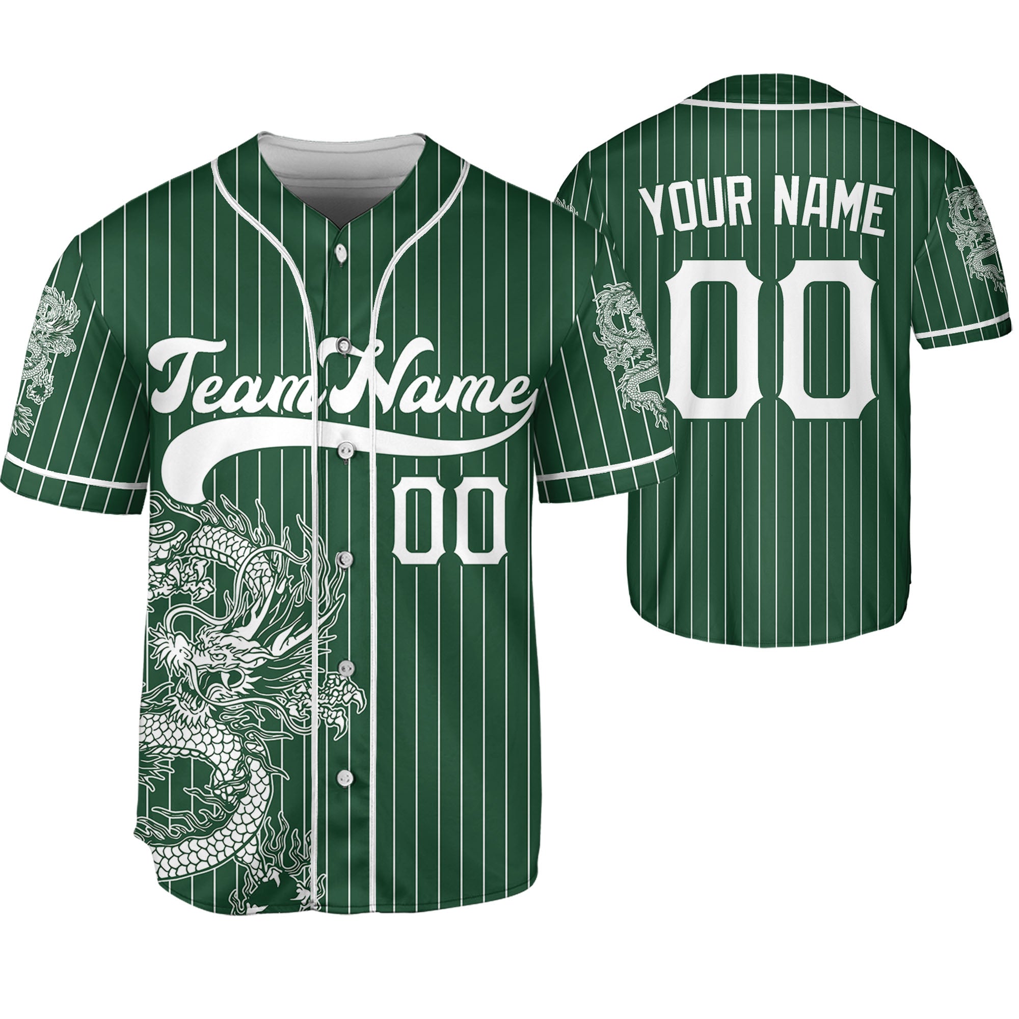 Personalize-Team-Name-And-Number-Dragon-Striped-Baseball-Cool-Sport-Green