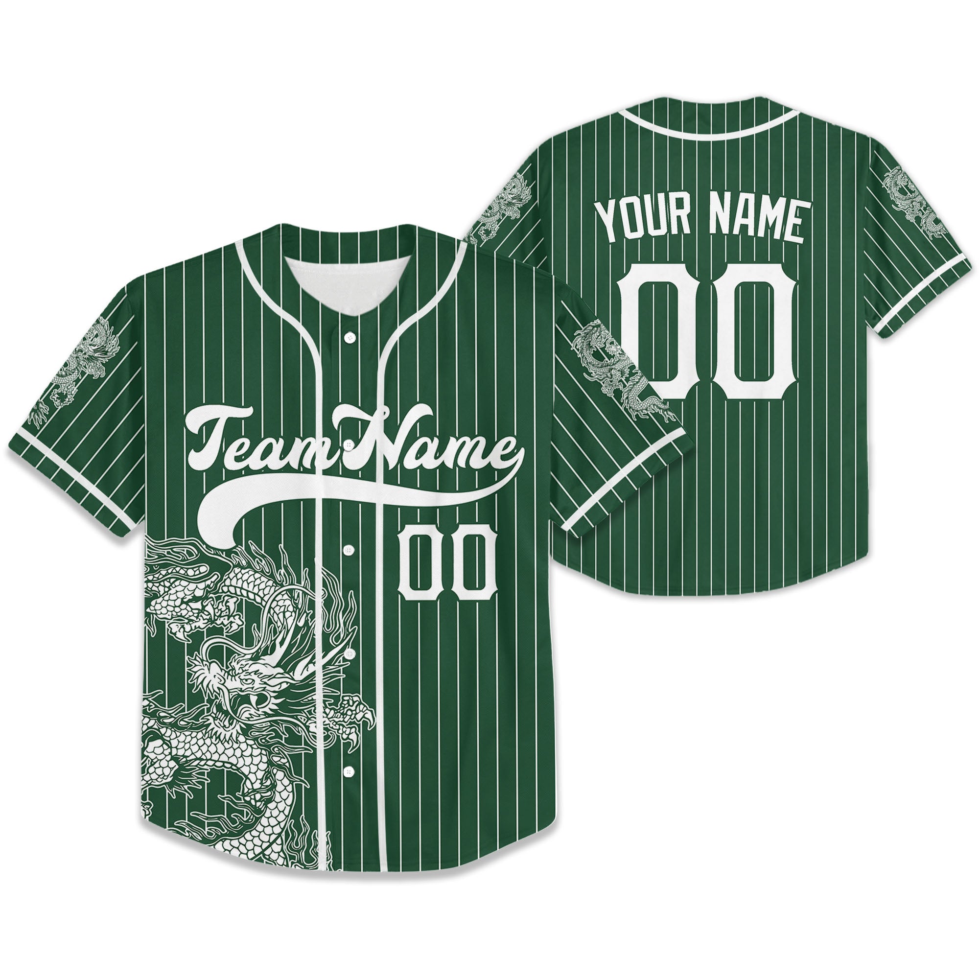 Personalize-Team-Name-And-Number-Dragon-Striped-Baseball-Cool-Sport-Green