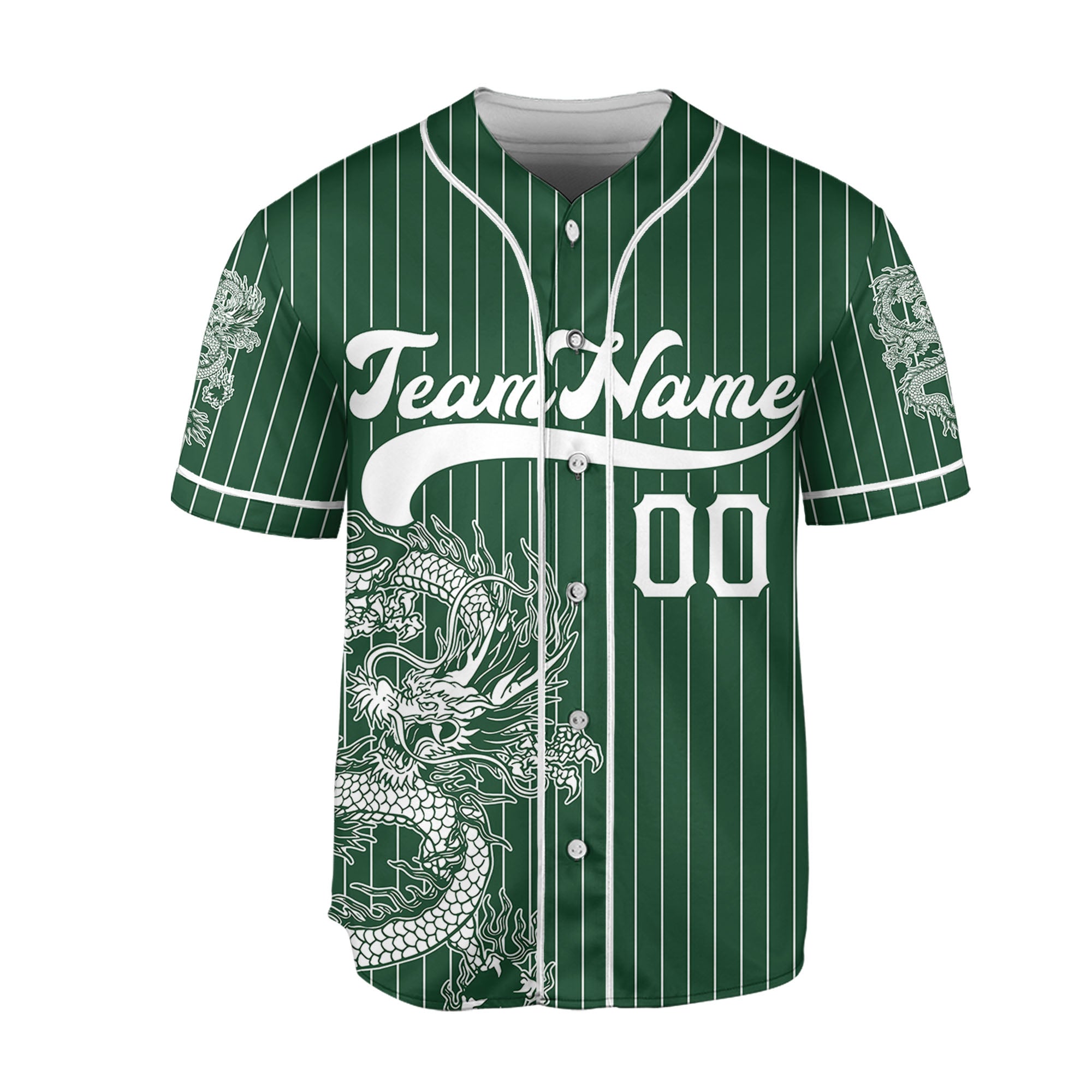Personalize-Team-Name-And-Number-Dragon-Striped-Baseball-Cool-Sport-Green