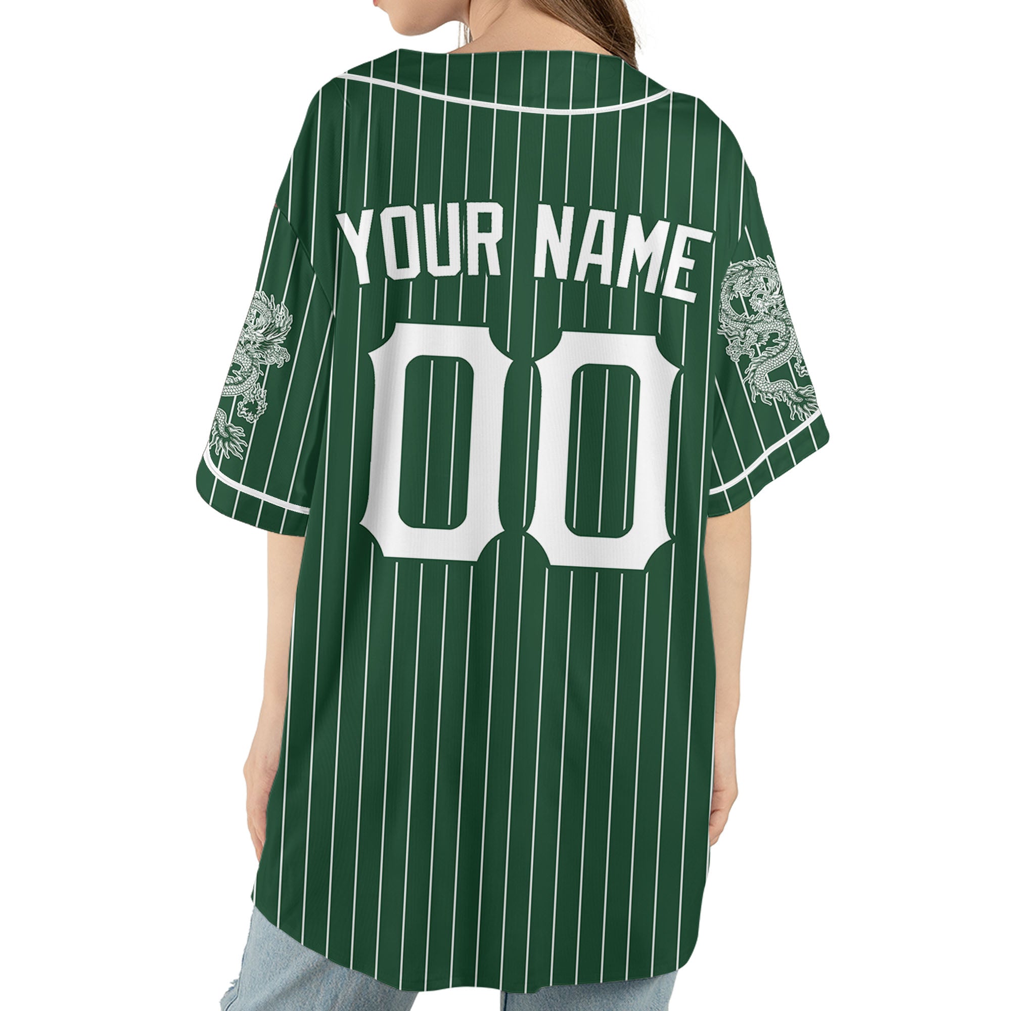 Personalize-Team-Name-And-Number-Dragon-Striped-Baseball-Cool-Sport-Green
