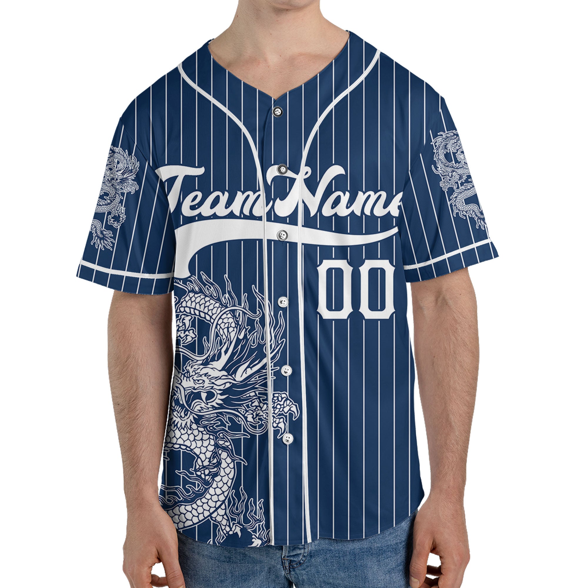 Personalize-Team-Name-And-Number-Dragon-Striped-Baseball-Cool-Sport-Navy