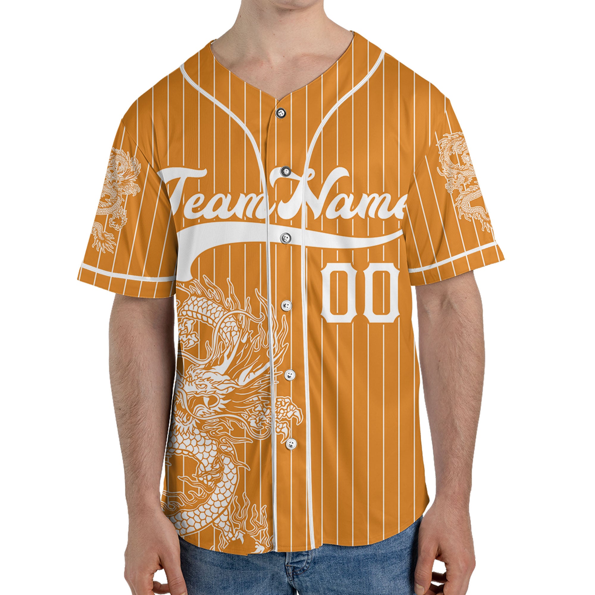 Personalize-Team-Name-And-Number-Dragon-Striped-Baseball-Cool-Sport-Orange