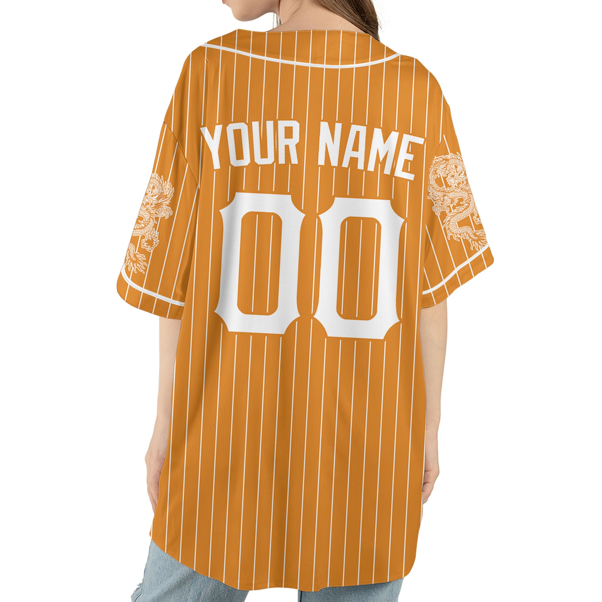 Personalize-Team-Name-And-Number-Dragon-Striped-Baseball-Cool-Sport-Orange