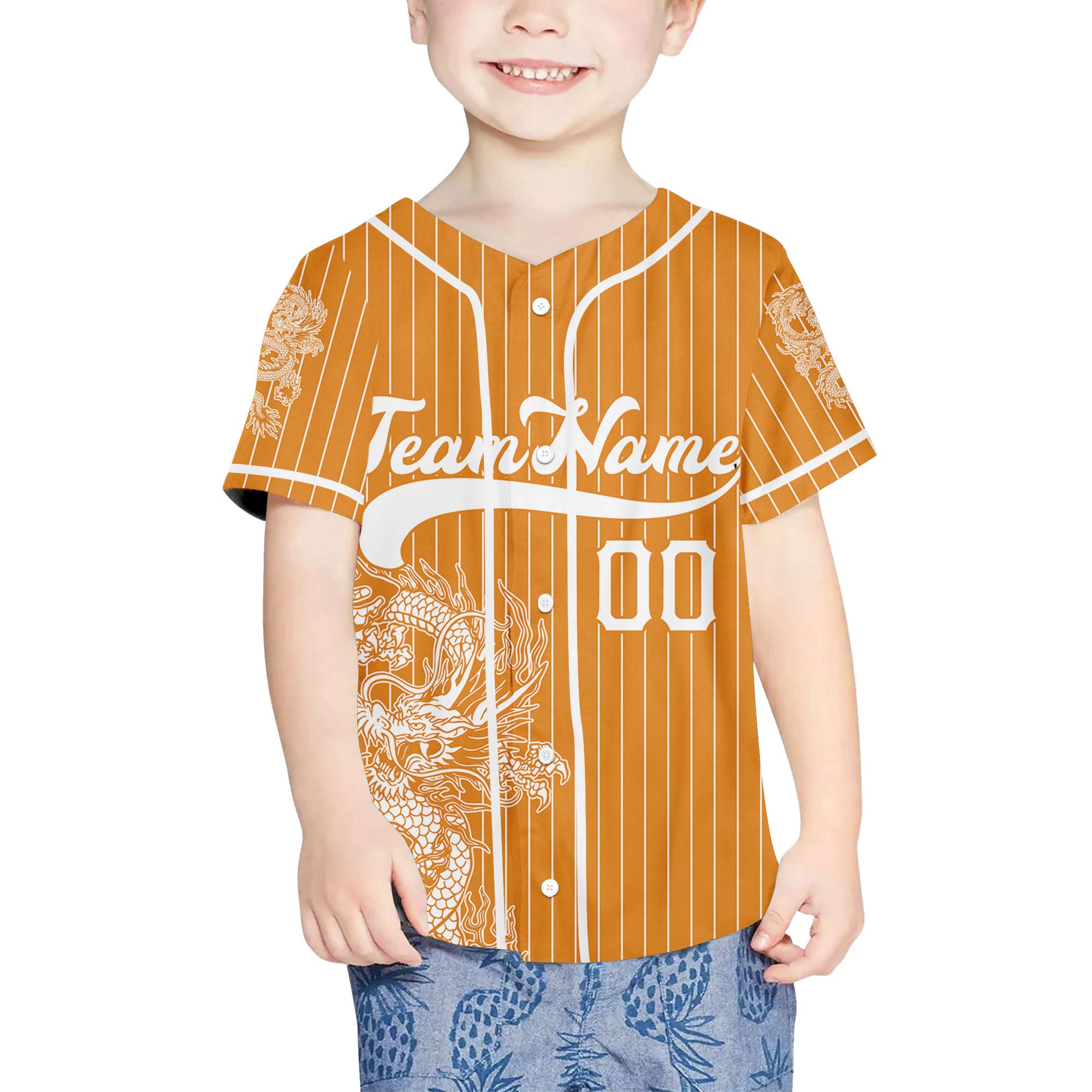 Personalize-Team-Name-And-Number-Dragon-Striped-Baseball-Cool-Sport-Orange