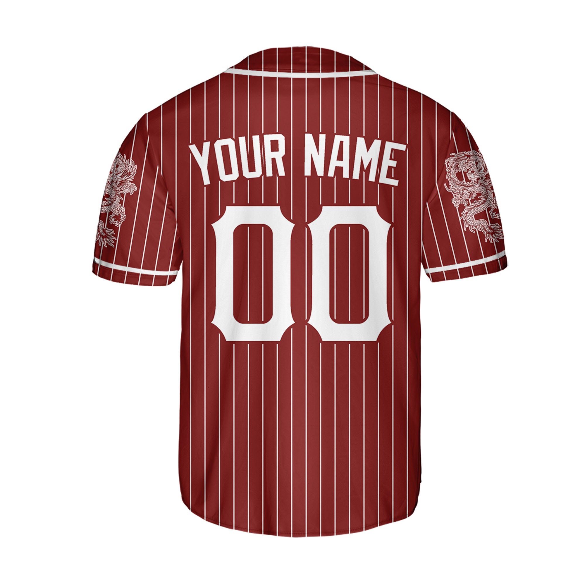 Personalize-Team-Name-And-Number-Dragon-Striped-Baseball-Cool-Sport-Red