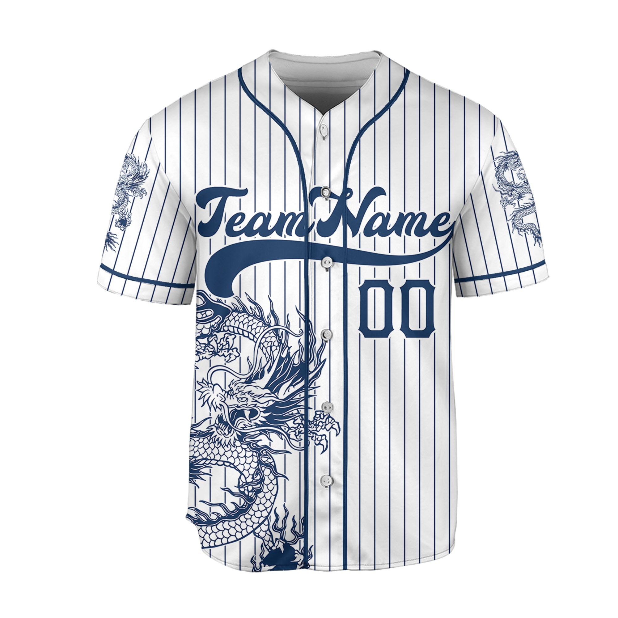 Personalize-Team-Name-And-Number-Dragon-Striped-Baseball-Cool-Sport-White