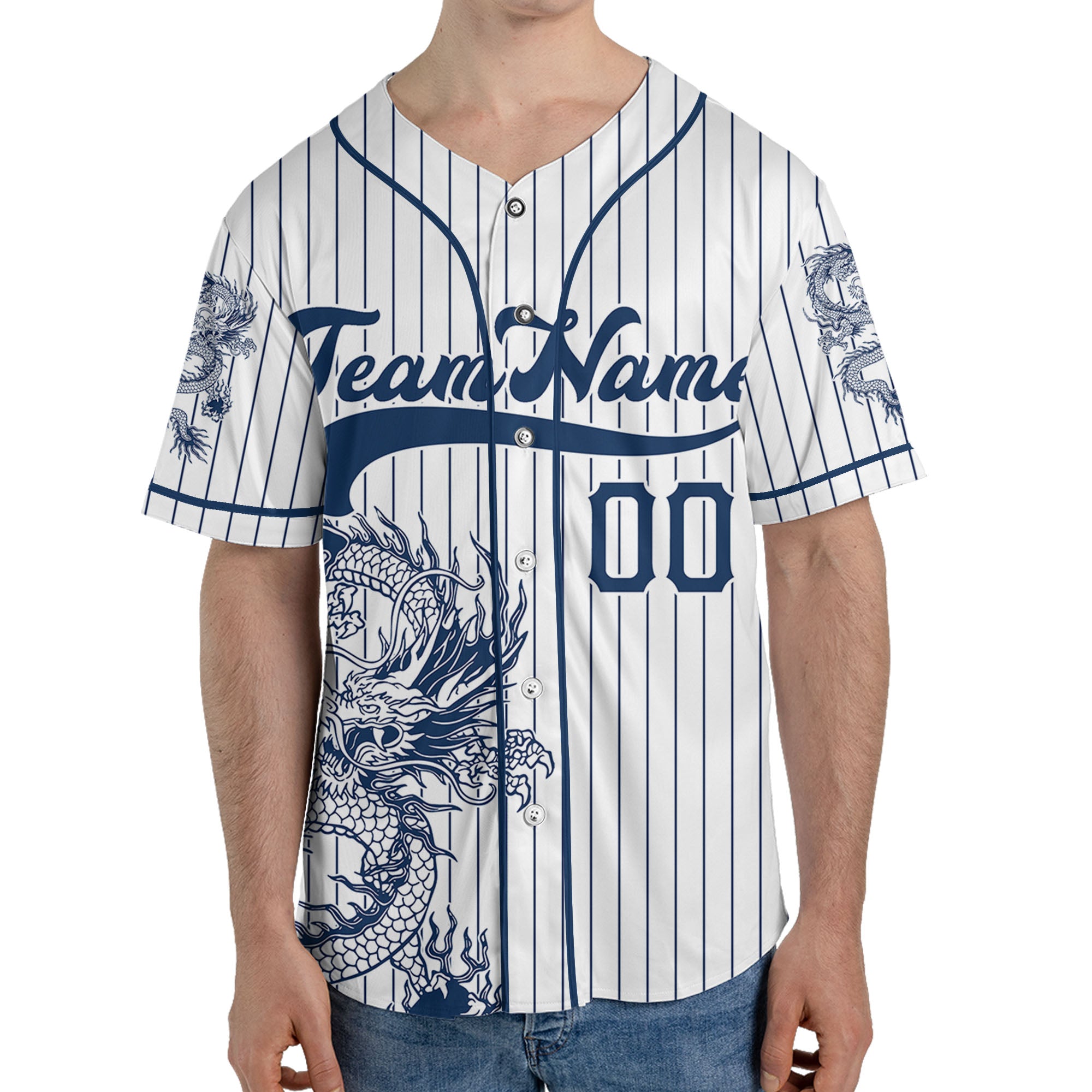 Personalize-Team-Name-And-Number-Dragon-Striped-Baseball-Cool-Sport-White