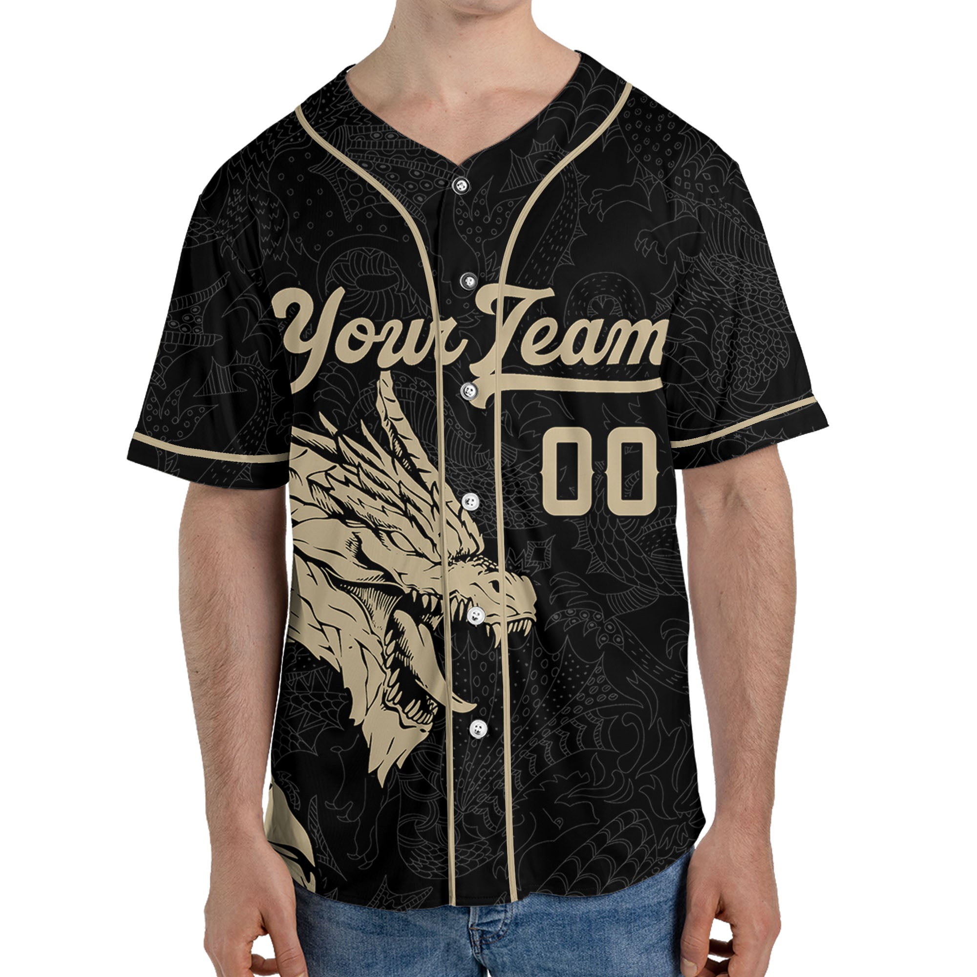 Personalize-Team-Name-And-Number-Dragon-Tribal-Black