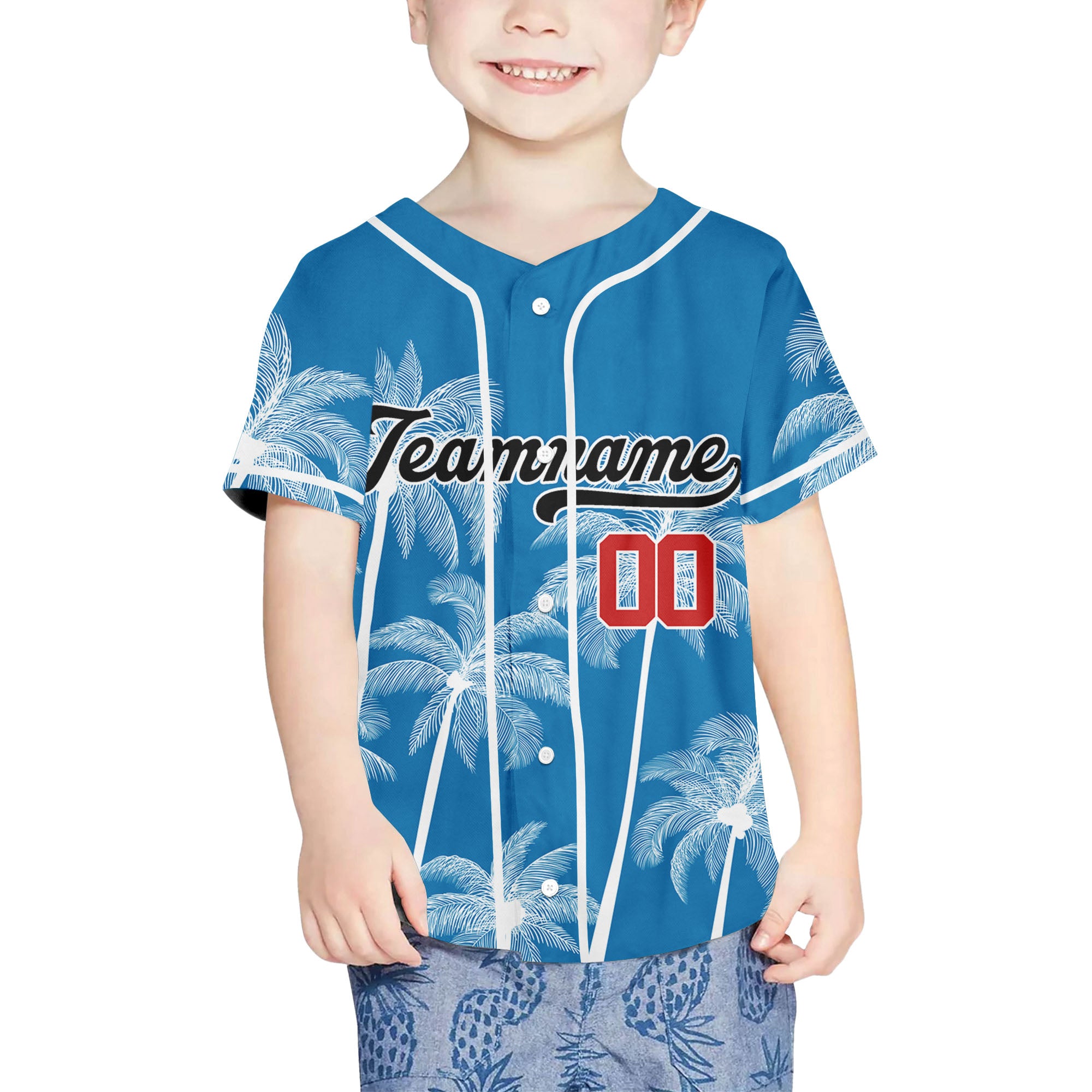 Personalize-Team-Name-And-Number-Hawaii-Palm-Summer-Style-Blue