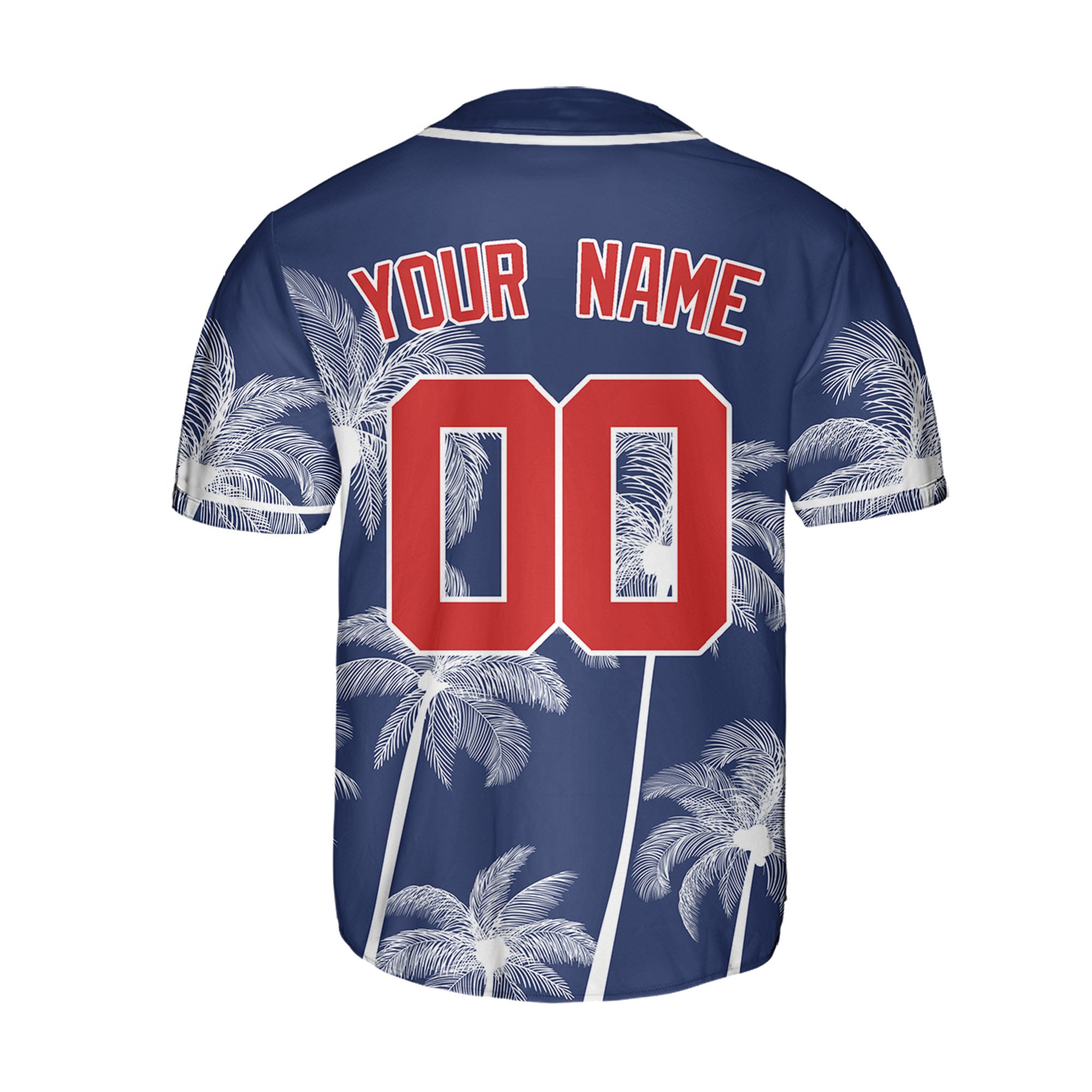 Personalize-Team-Name-And-Number-Hawaii-Palm-Summer-Style-Navy