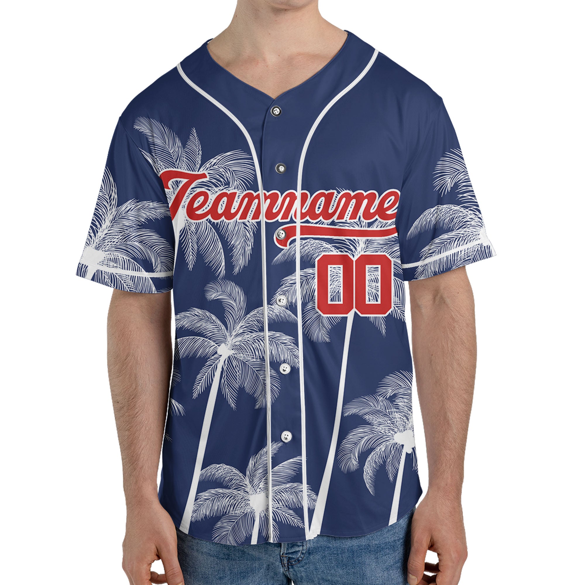Personalize-Team-Name-And-Number-Hawaii-Palm-Summer-Style-Navy