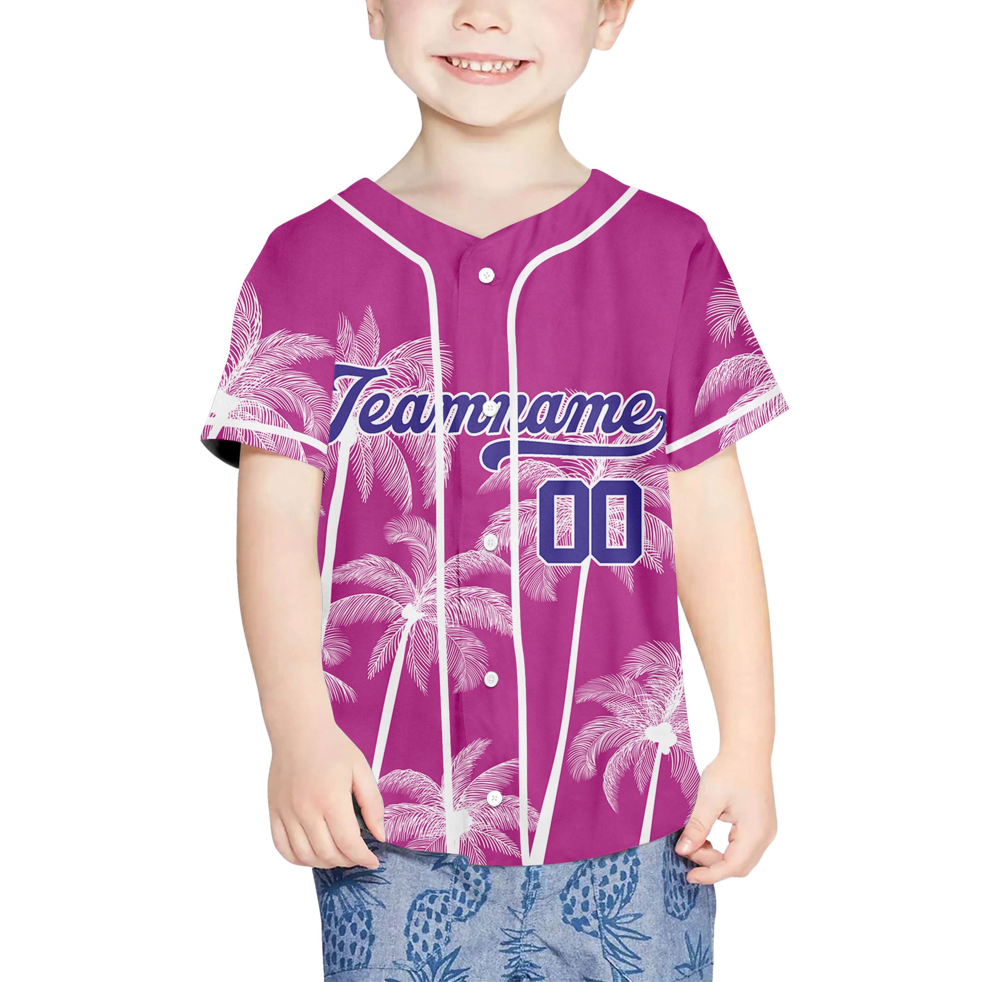 Personalize-Team-Name-And-Number-Hawaii-Palm-Summer-Style-Pink