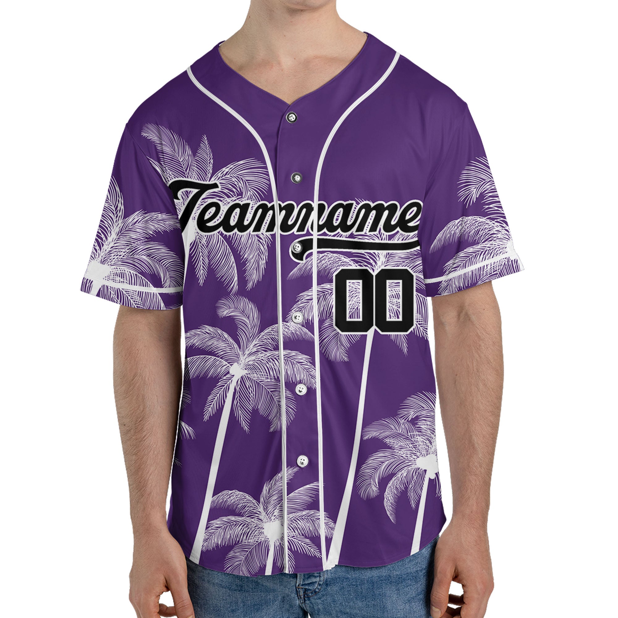 Personalize-Team-Name-And-Number-Hawaii-Palm-Summer-Style-Purple
