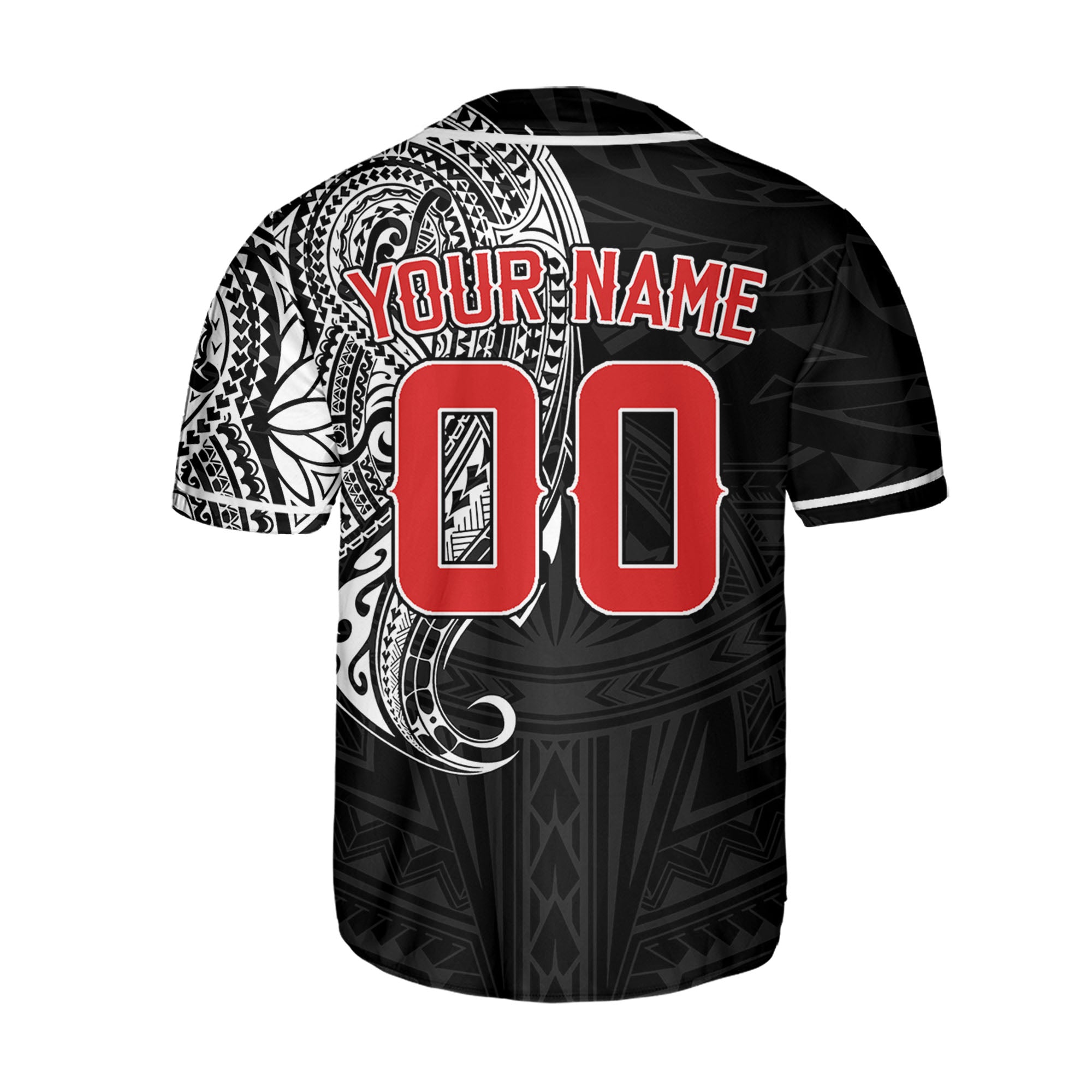 Personalize-Team-Name-And-Number-Maori-Tribal-Black-White-Baseball-Jersey