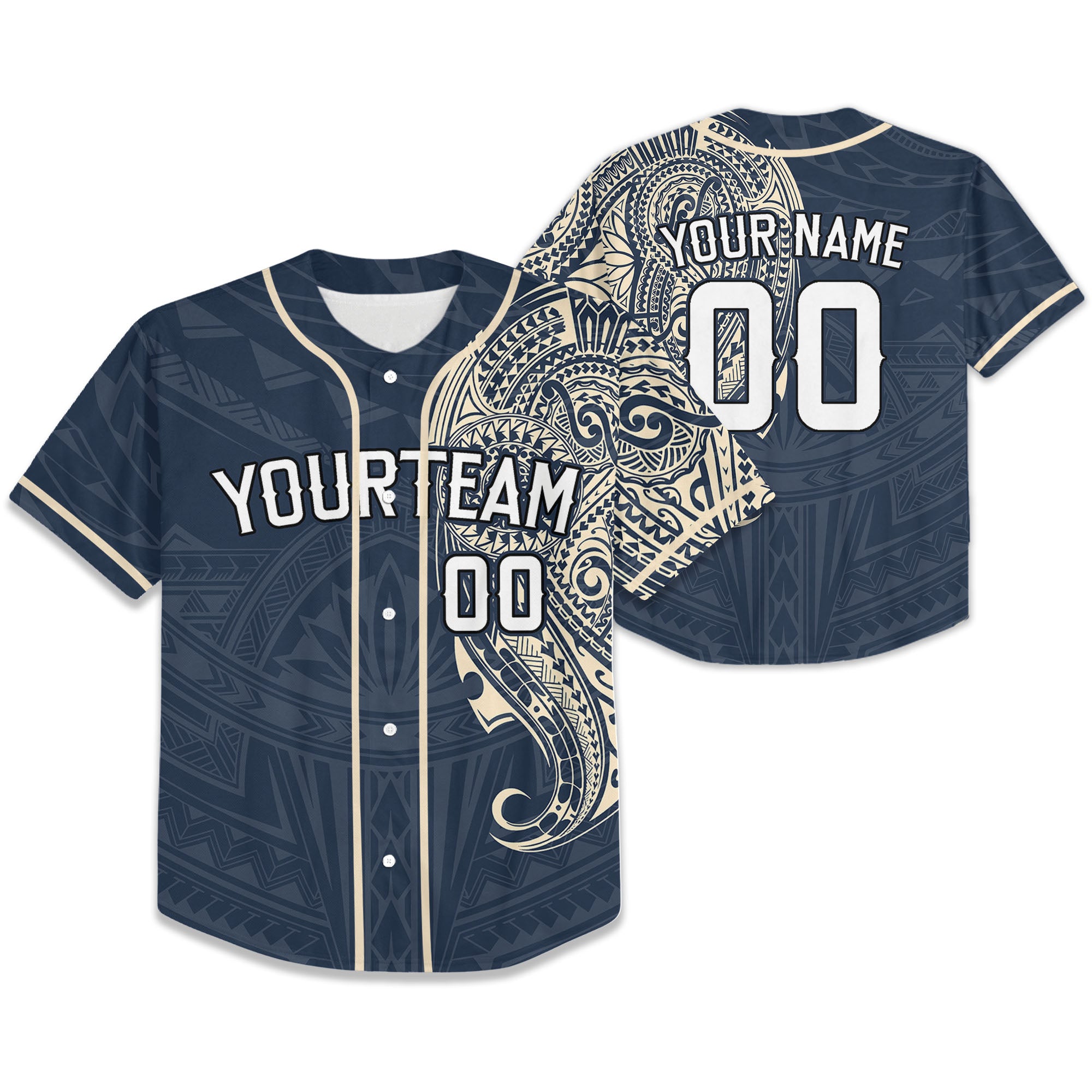 Personalize-Team-Name-And-Number-Maori-Tribal-Navy-Baseball-Jersey