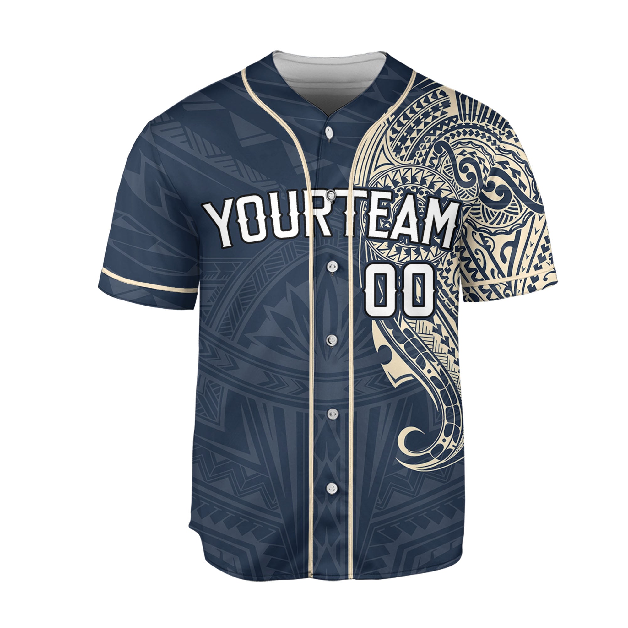 Personalize-Team-Name-And-Number-Maori-Tribal-Navy-Baseball-Jersey