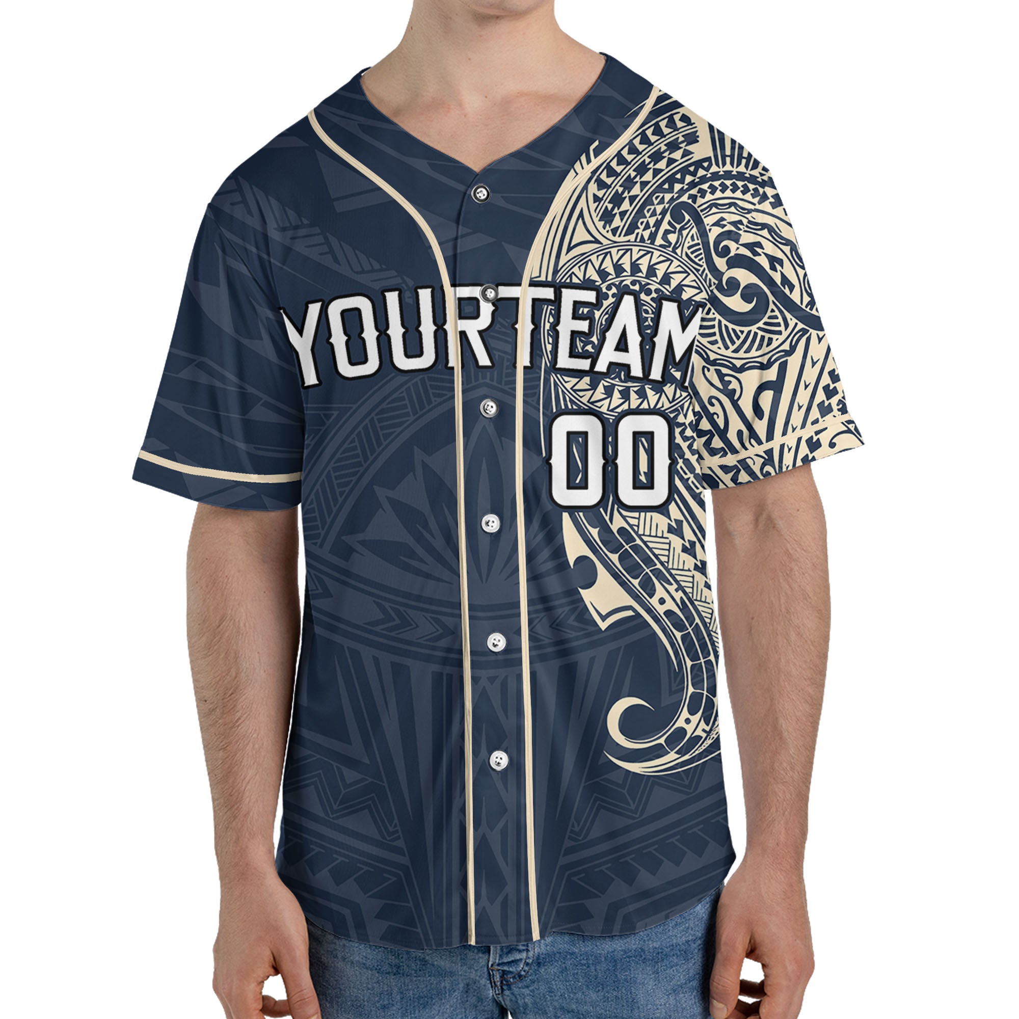 Personalize-Team-Name-And-Number-Maori-Tribal-Navy-Baseball-Jersey