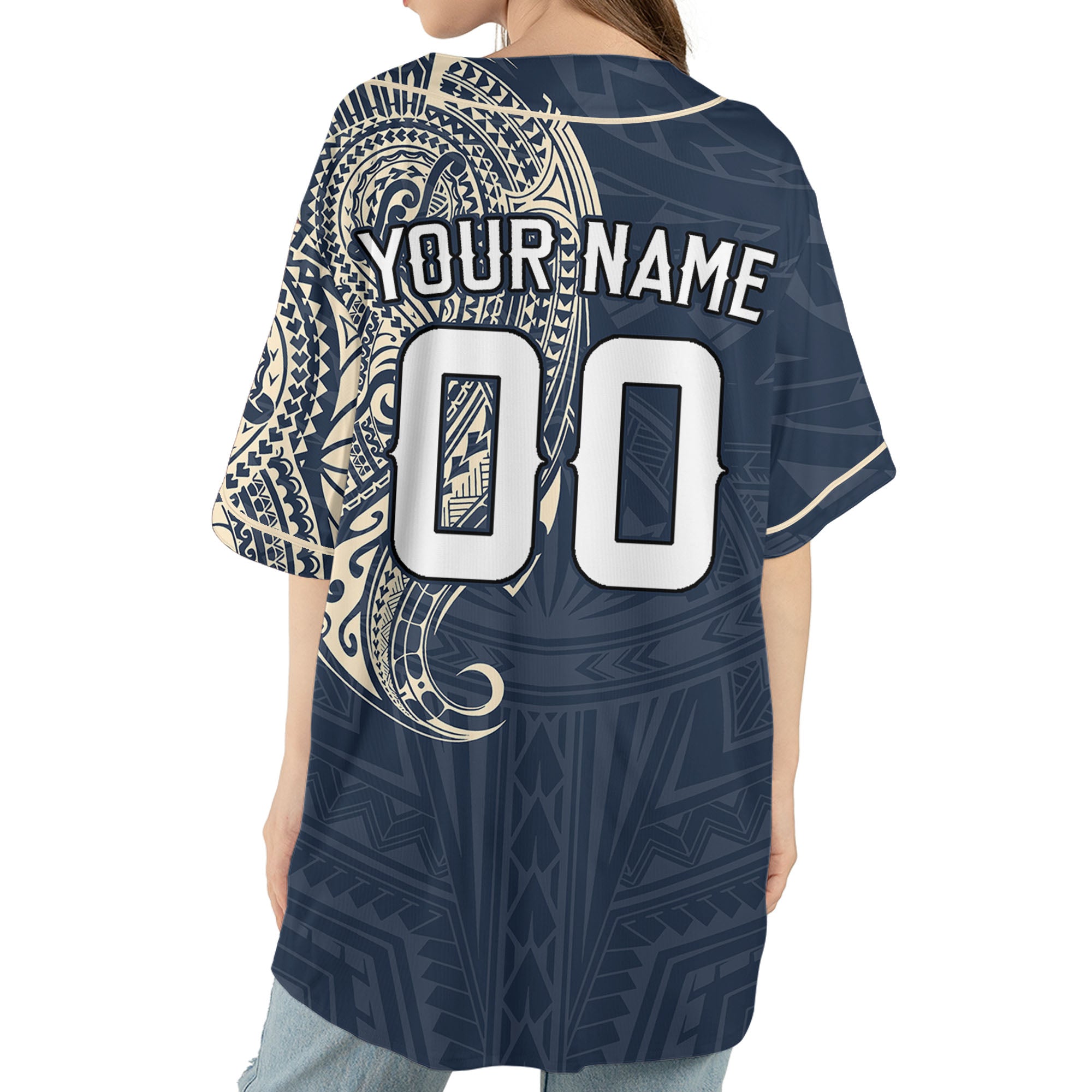 Personalize-Team-Name-And-Number-Maori-Tribal-Navy-Baseball-Jersey