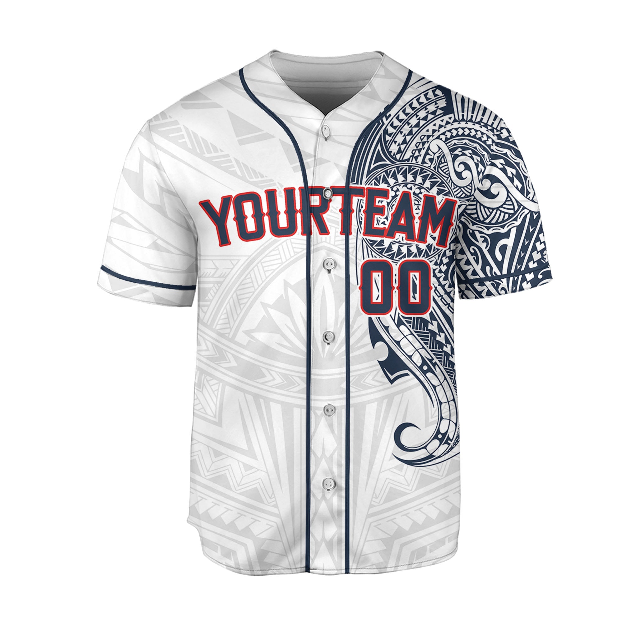 Personalize-Team-Name-And-Number-Maori-Tribal-White-Navy-Baseball-Jersey