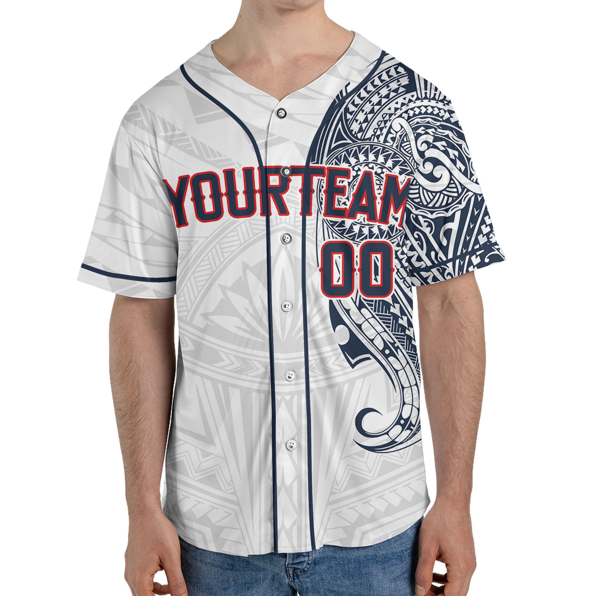 Personalize-Team-Name-And-Number-Maori-Tribal-White-Navy-Baseball-Jersey