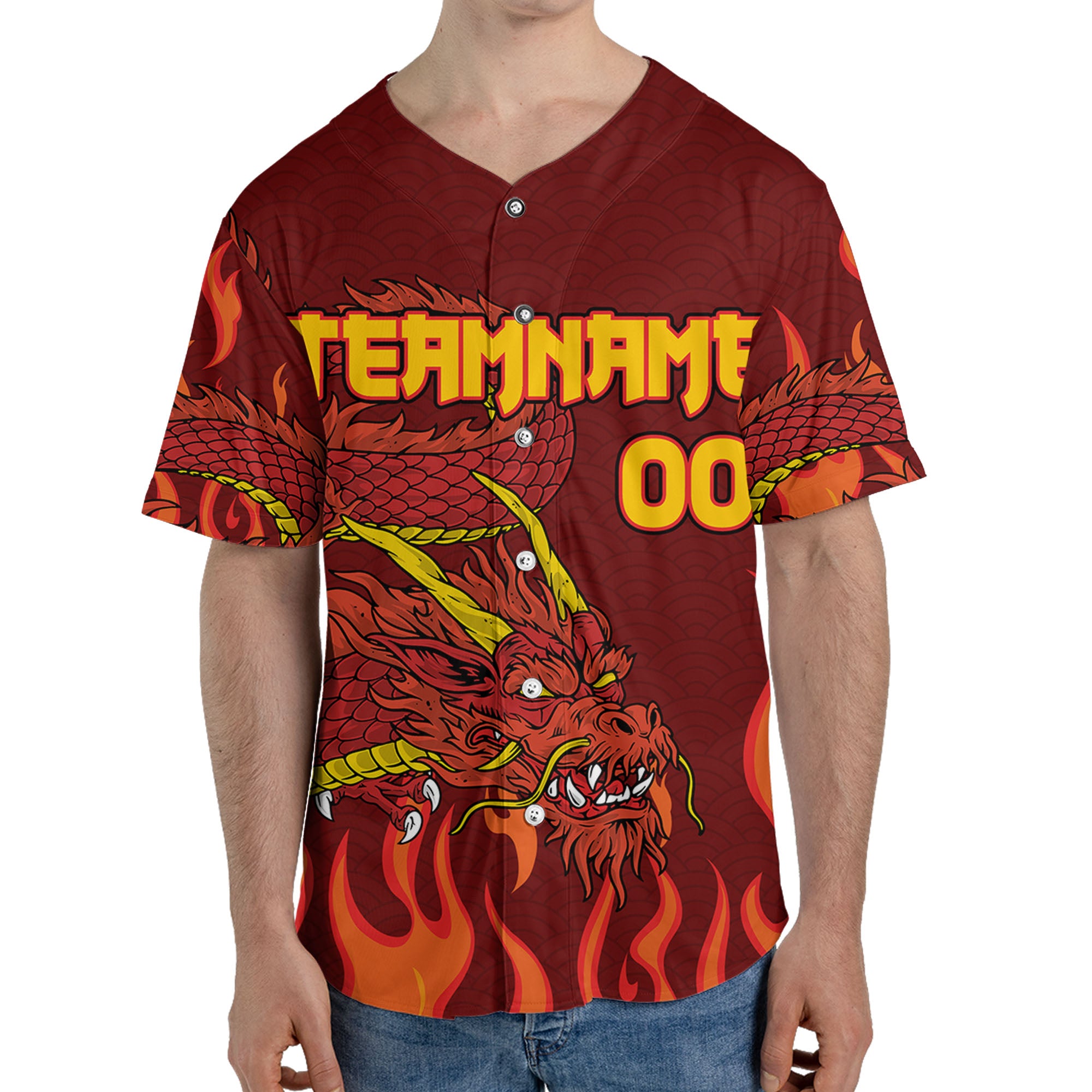 Personalize-Team-Name-And-Number-Mystical-Dragon-Maroon-Baseball-Jersey