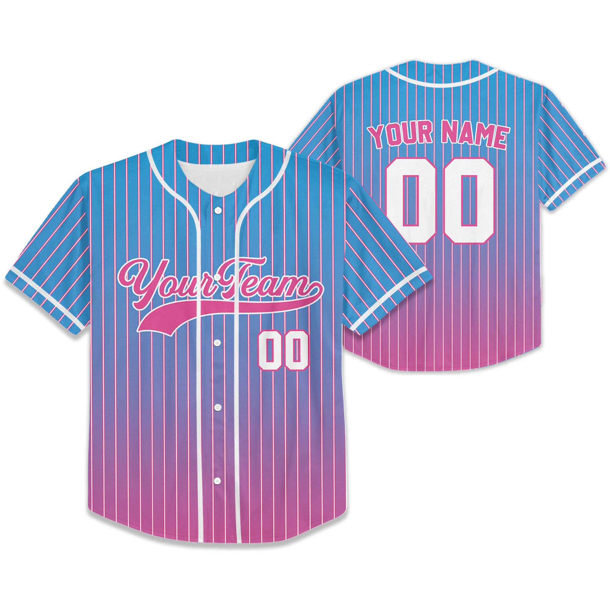 Personalize-Team-Name-And-Number-Striped-Gradient-Colorful-Blue-Pink