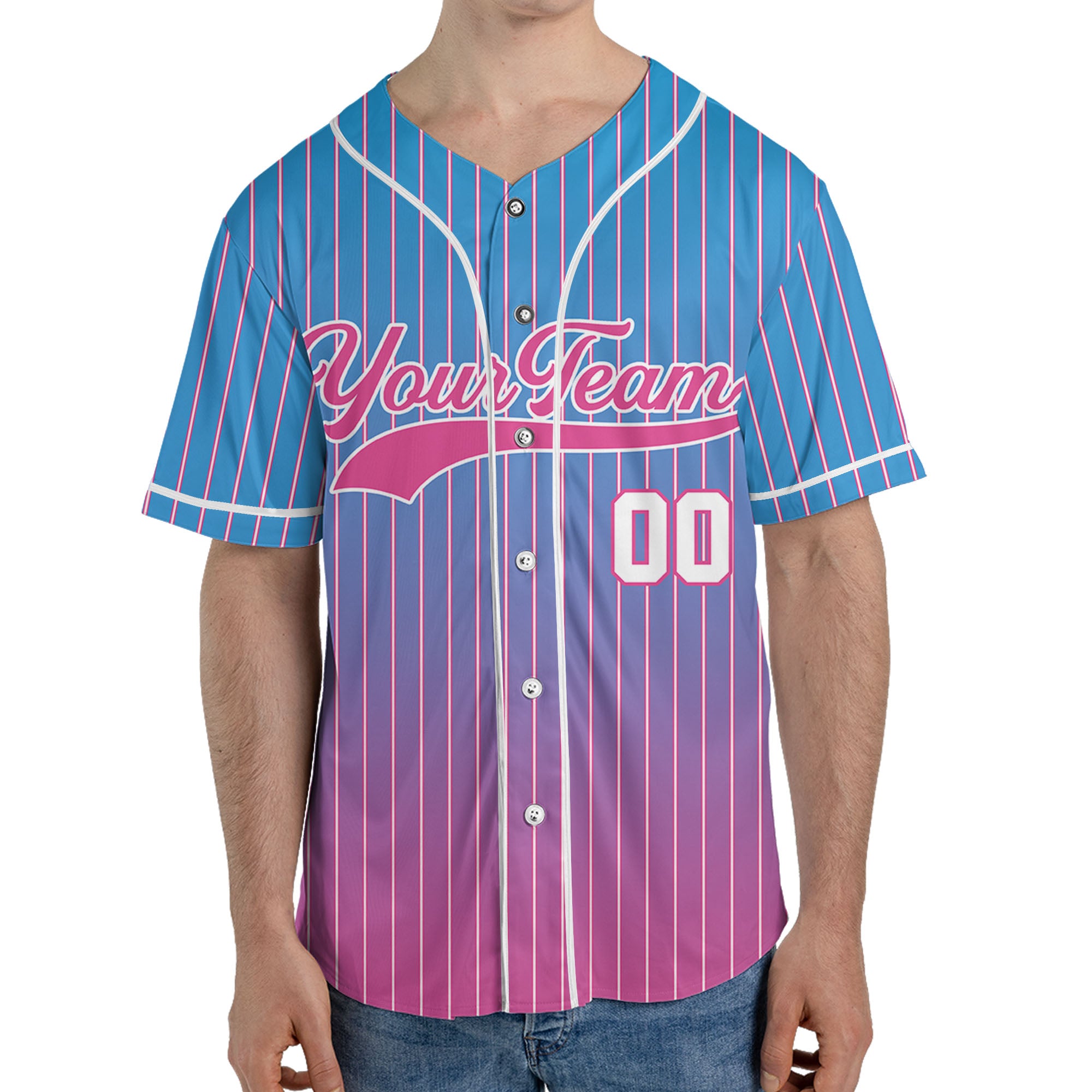 Personalize-Team-Name-And-Number-Striped-Gradient-Colorful-Blue-Pink