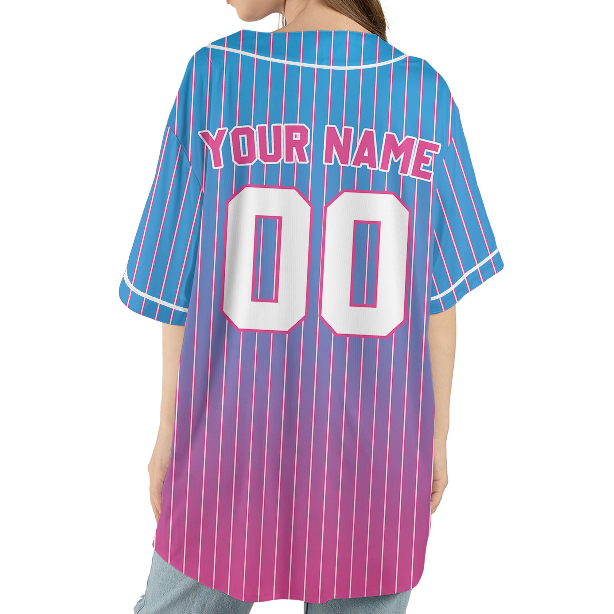 Personalize-Team-Name-And-Number-Striped-Gradient-Colorful-Blue-Pink