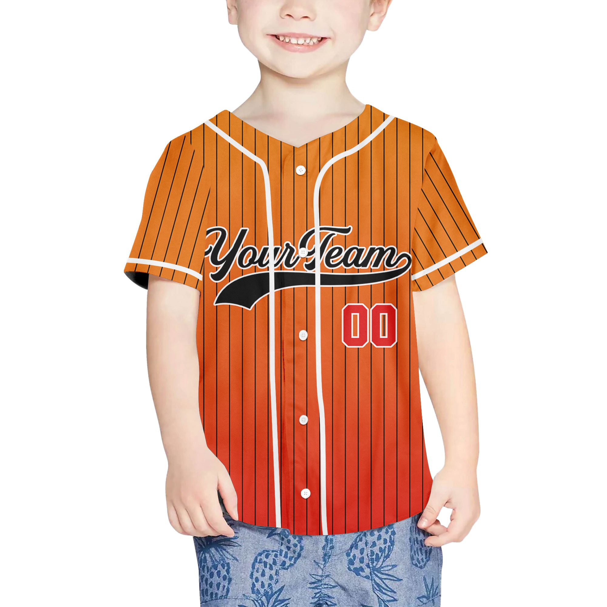 Personalize-Team-Name-And-Number-Striped-Gradient-Colorful-Orange-Red
