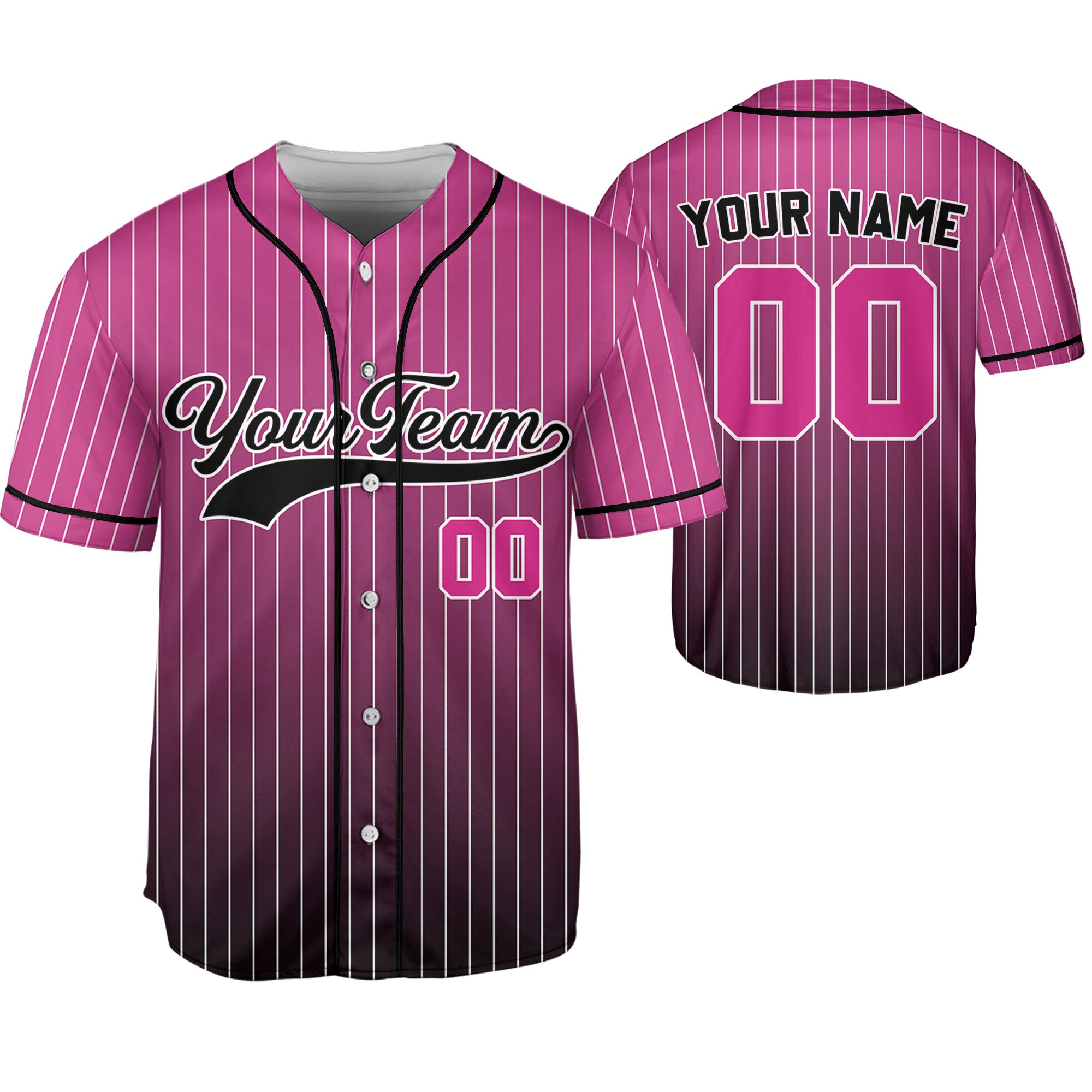 Personalize-Team-Name-And-Number-Striped-Gradient-Colorful-Pink-Black