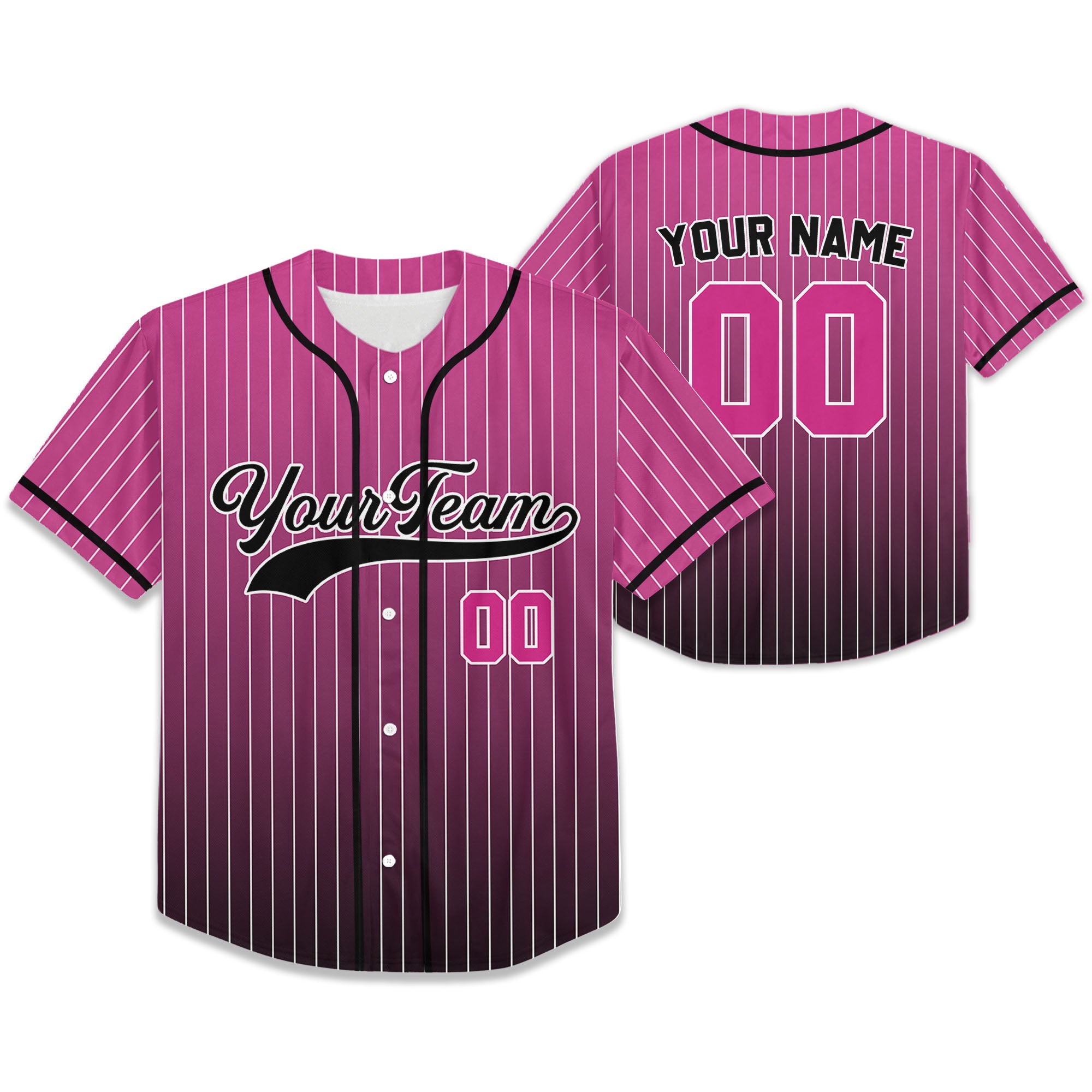 Personalize-Team-Name-And-Number-Striped-Gradient-Colorful-Pink-Black