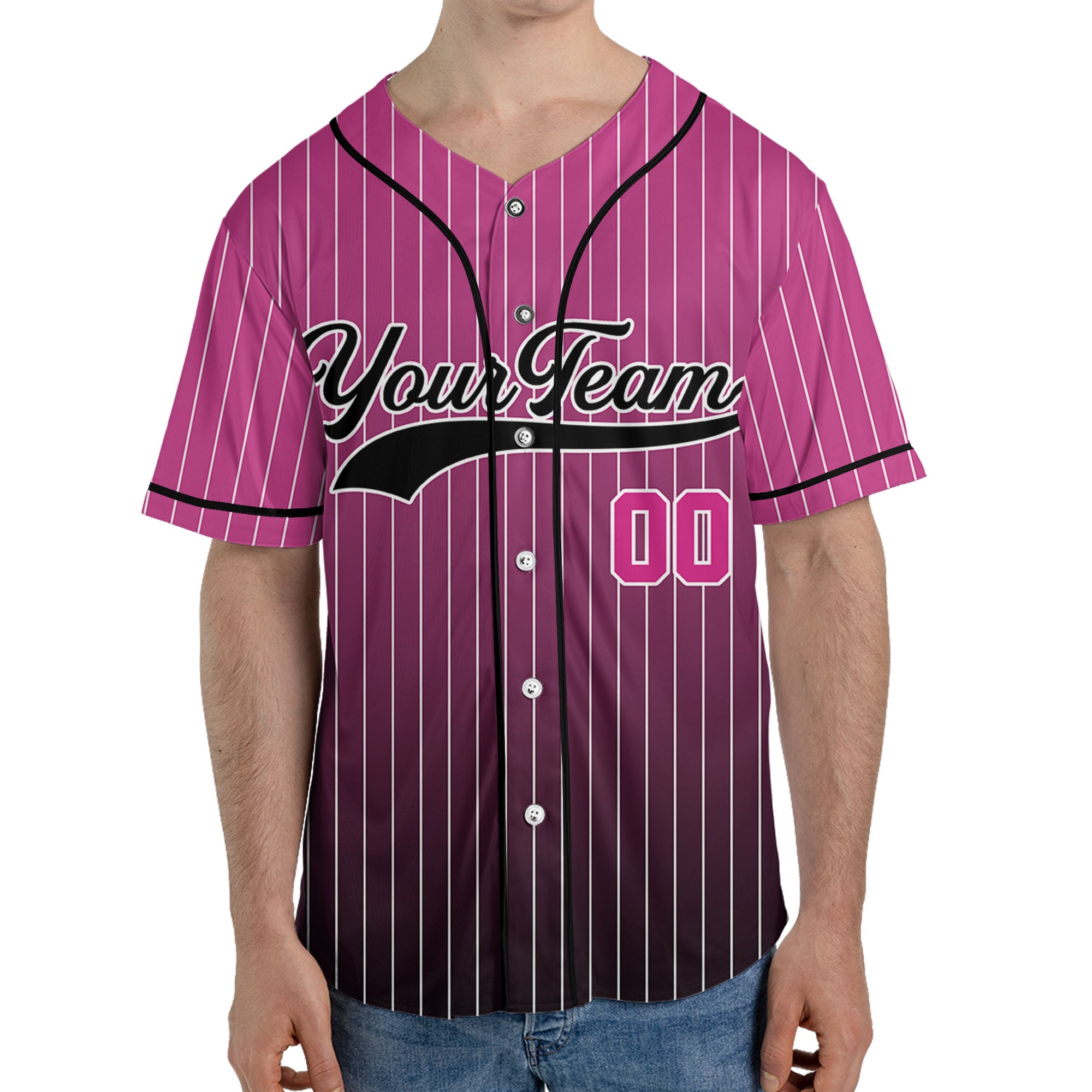 Personalize-Team-Name-And-Number-Striped-Gradient-Colorful-Pink-Black