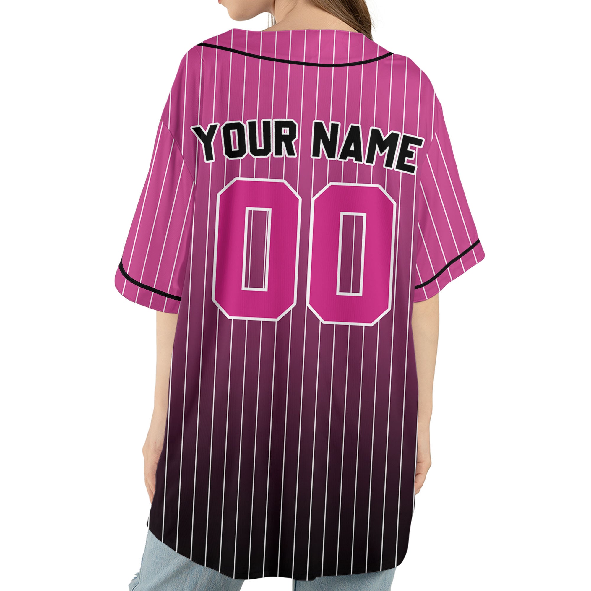 Personalize-Team-Name-And-Number-Striped-Gradient-Colorful-Pink-Black