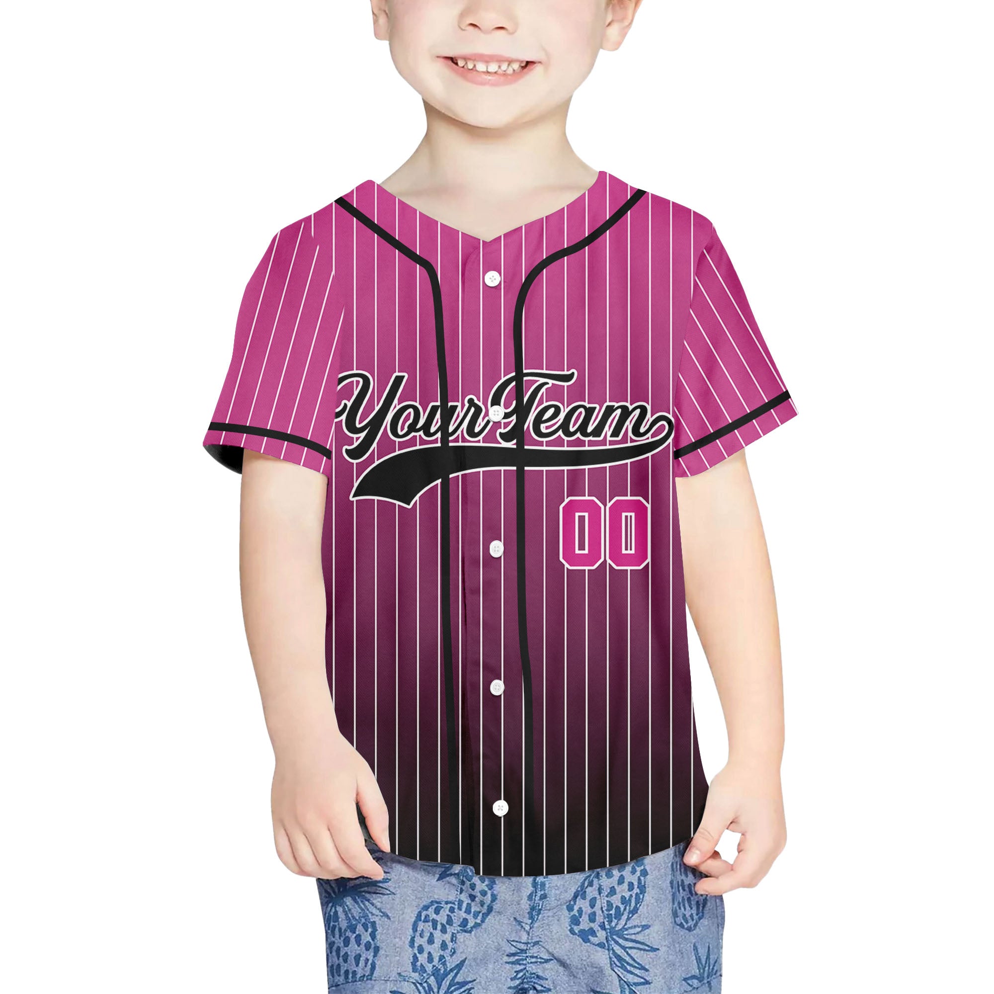 Personalize-Team-Name-And-Number-Striped-Gradient-Colorful-Pink-Black