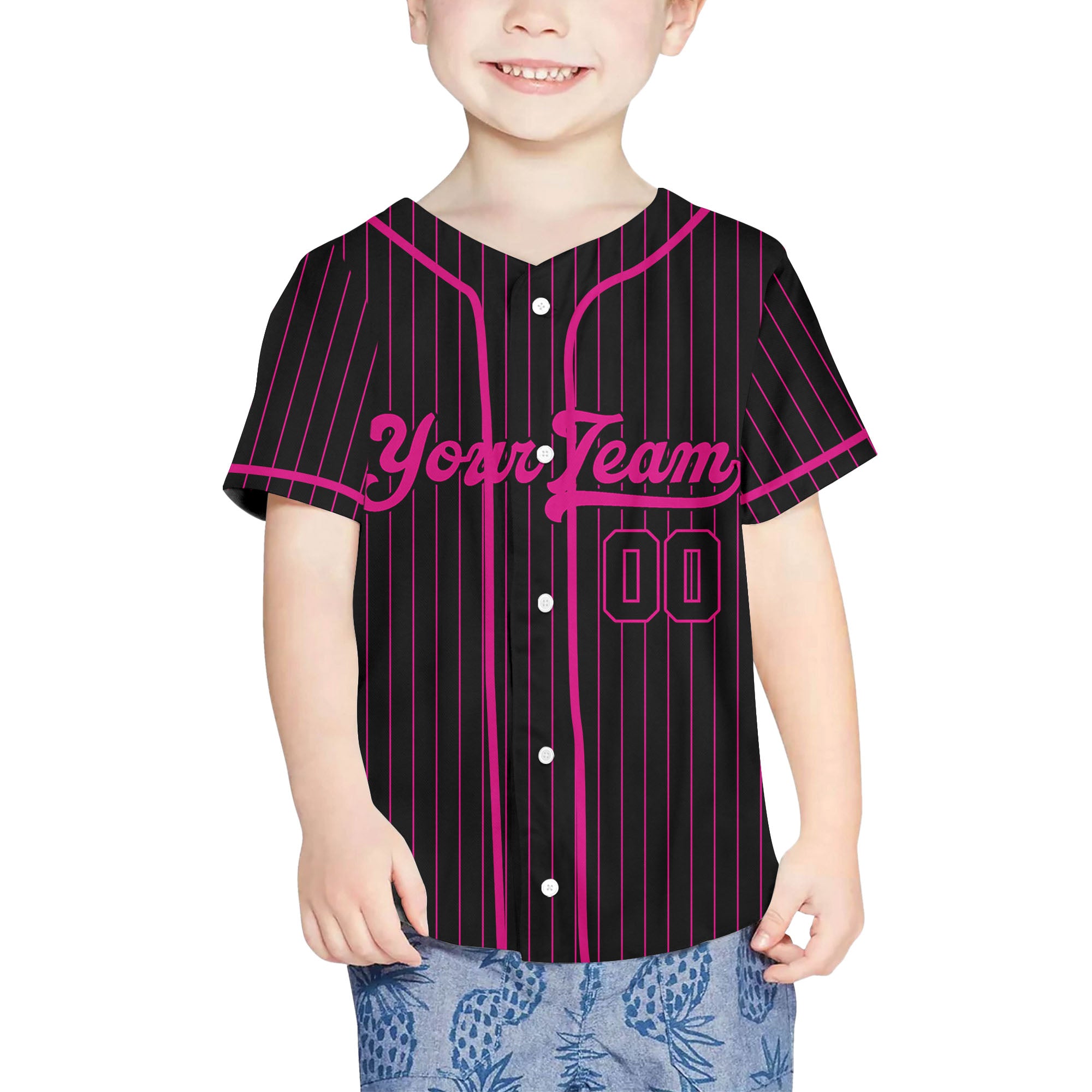 Personalize-Team-Name-Baseball-Striped-Style-Black-Pink