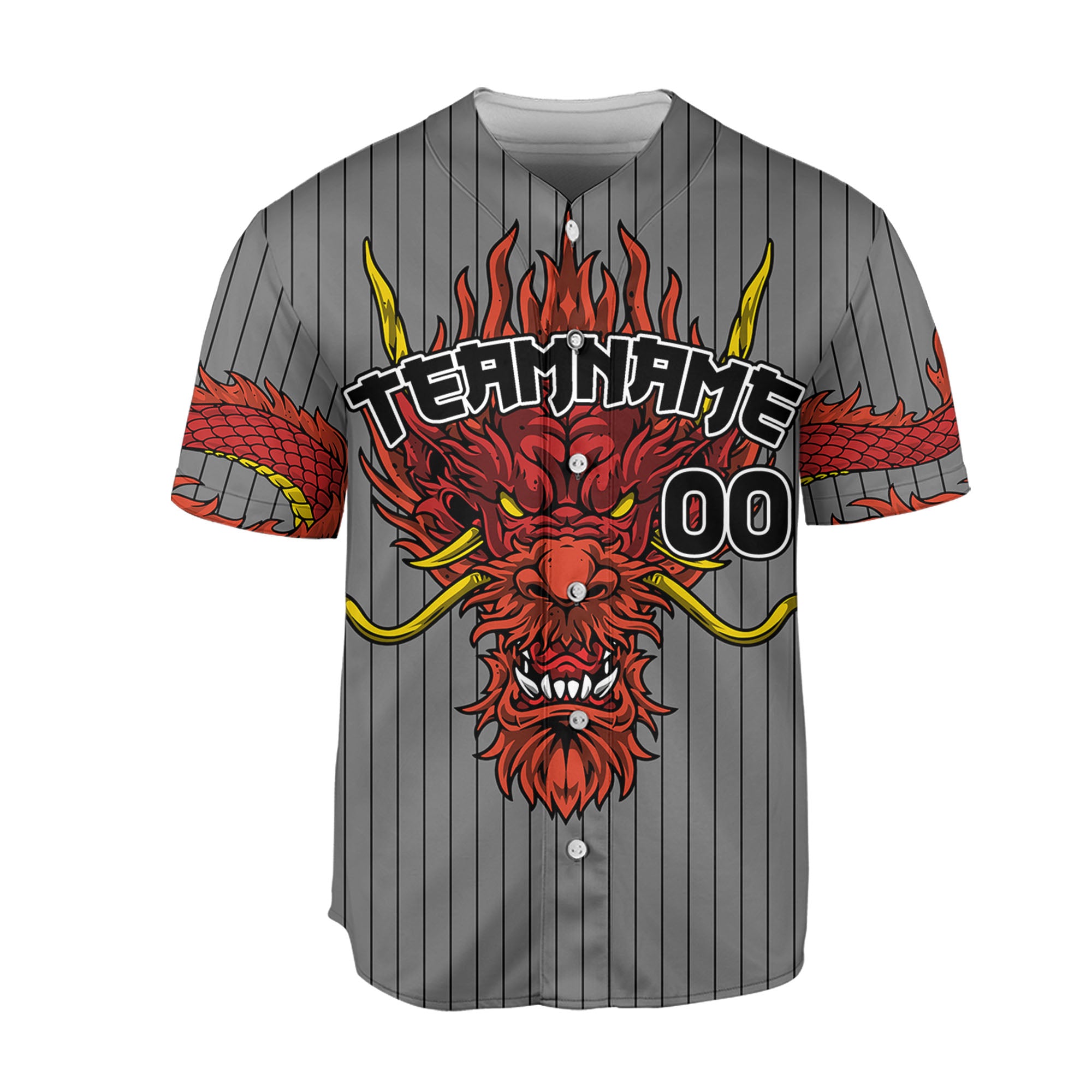 Personalize-Team-Name-Devilish-Dragon-Striped-Grey-Color-Baseball-Jersey