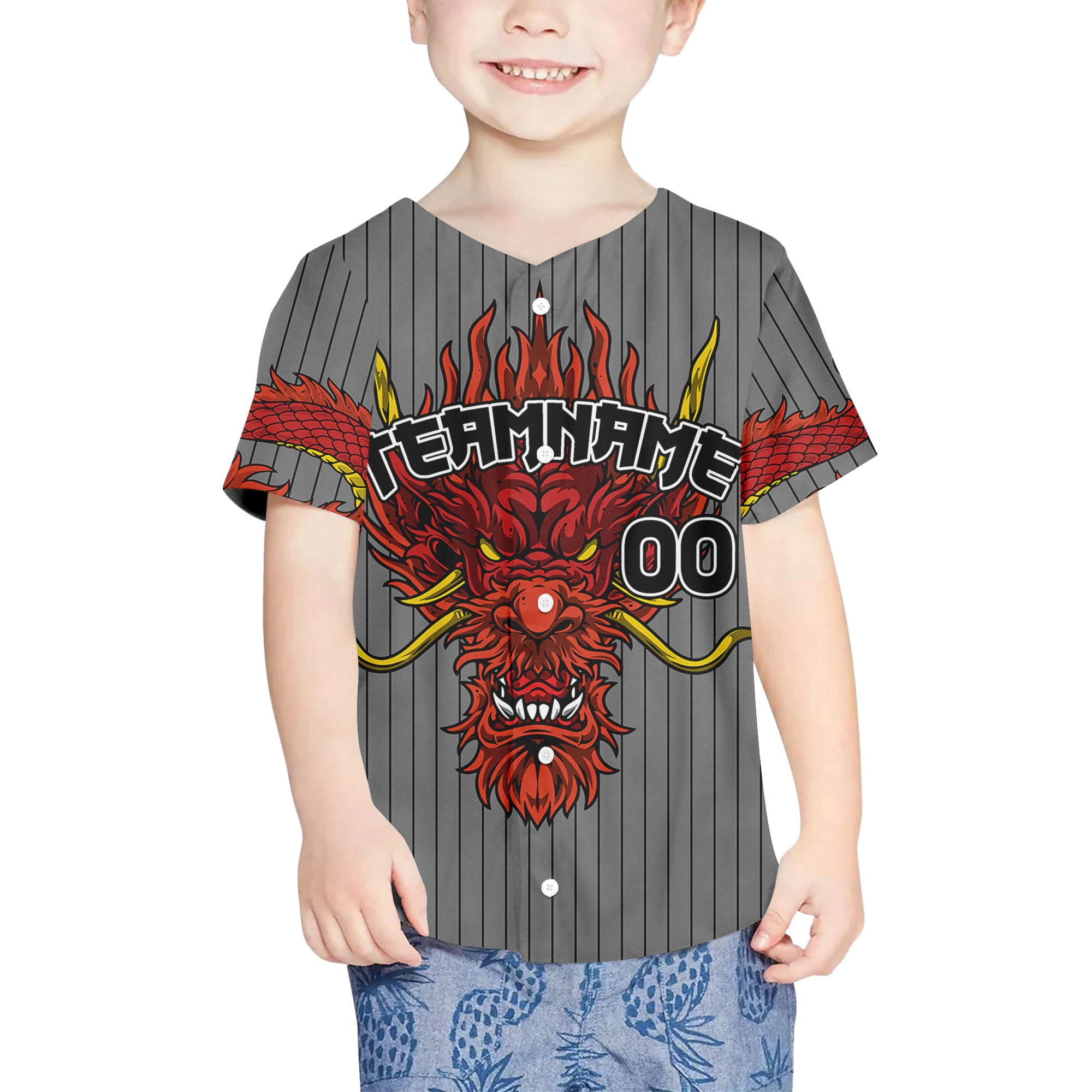 Personalize-Team-Name-Devilish-Dragon-Striped-Grey-Color-Baseball-Jersey