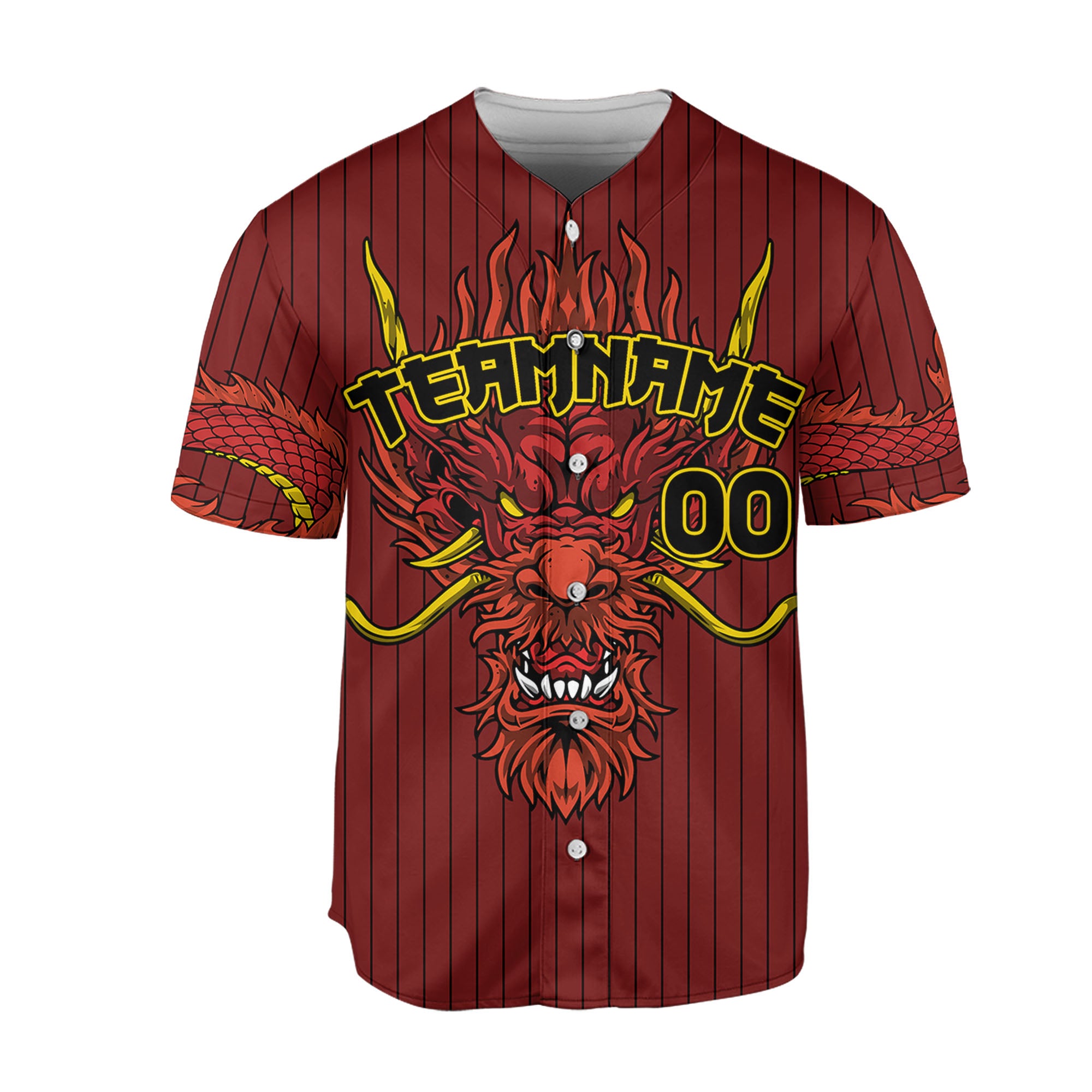 Personalize-Team-Name-Devilish-Dragon-Striped-Maroon-Color-Baseball-Jersey