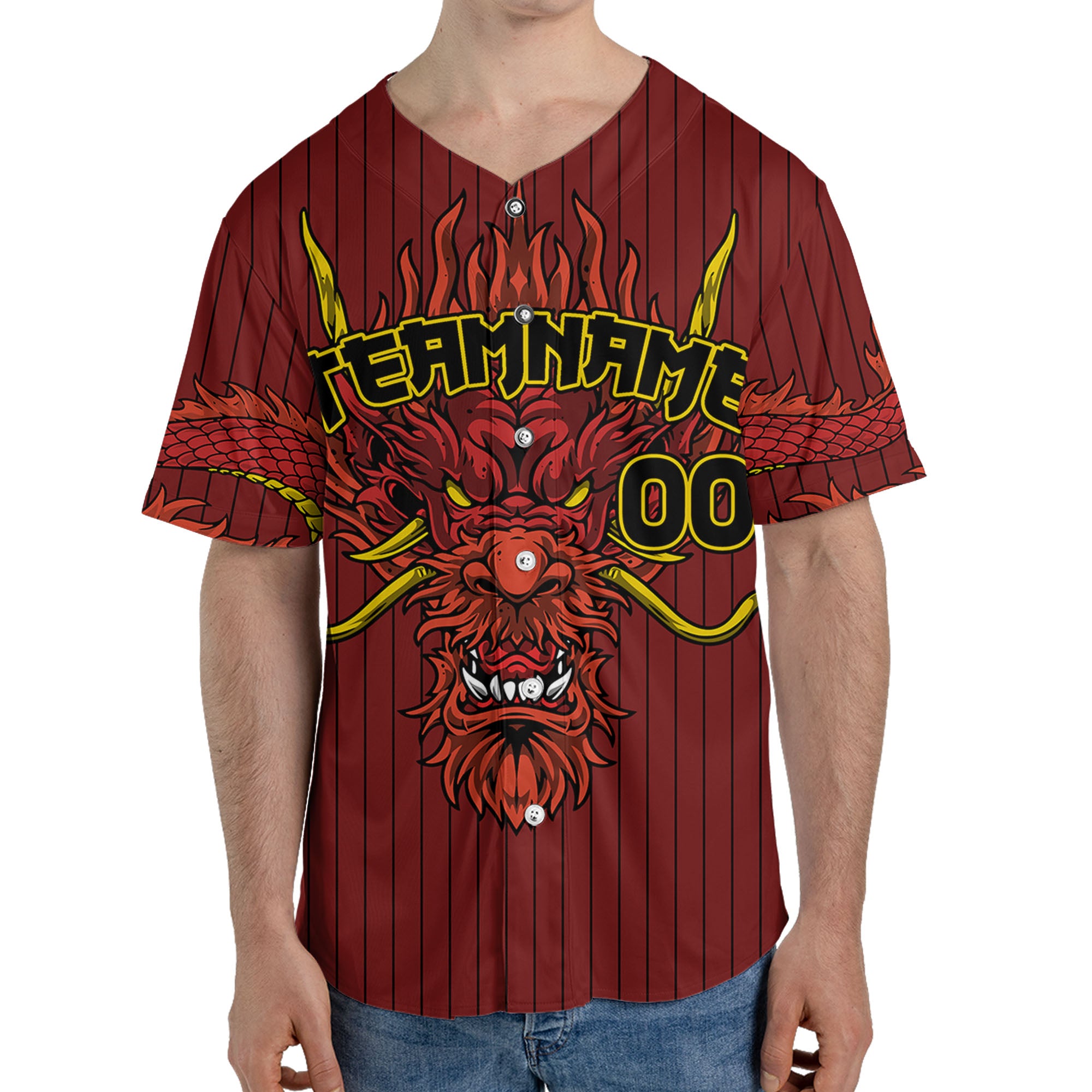 Personalize-Team-Name-Devilish-Dragon-Striped-Maroon-Color-Baseball-Jersey