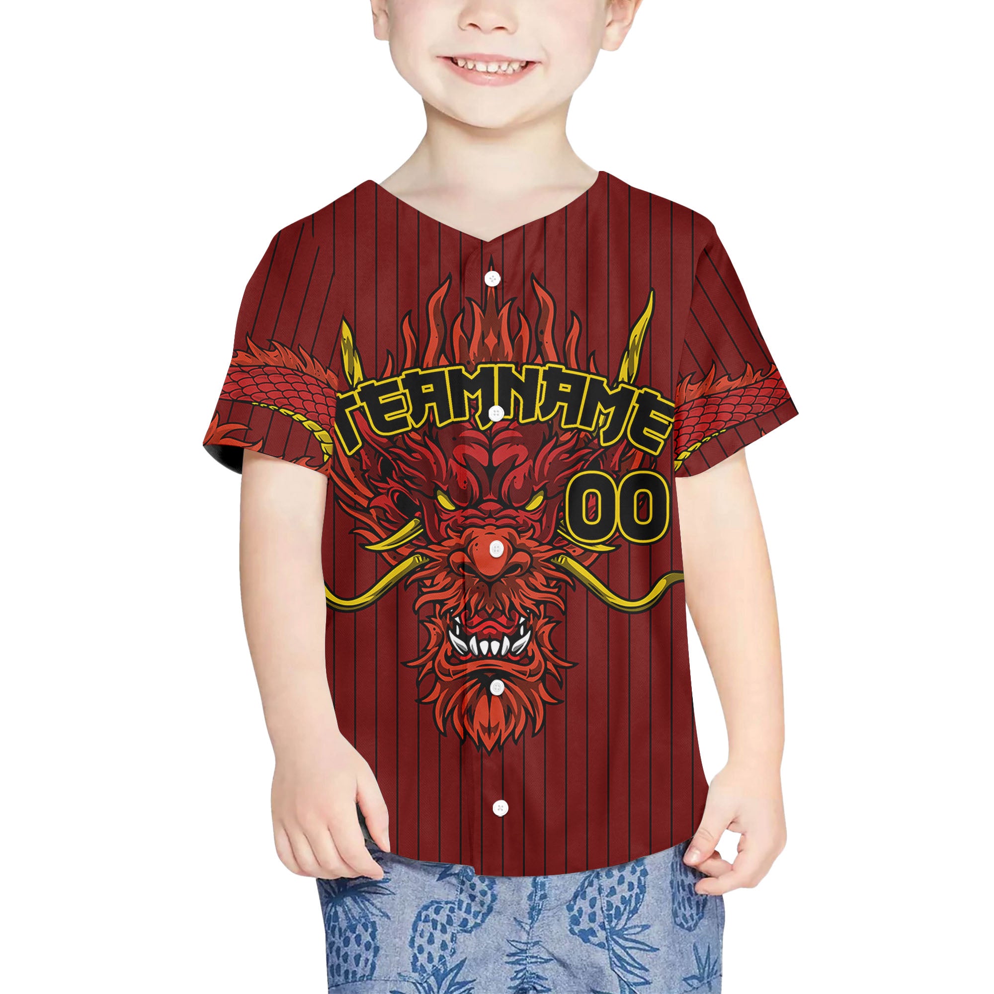 Personalize-Team-Name-Devilish-Dragon-Striped-Maroon-Color-Baseball-Jersey