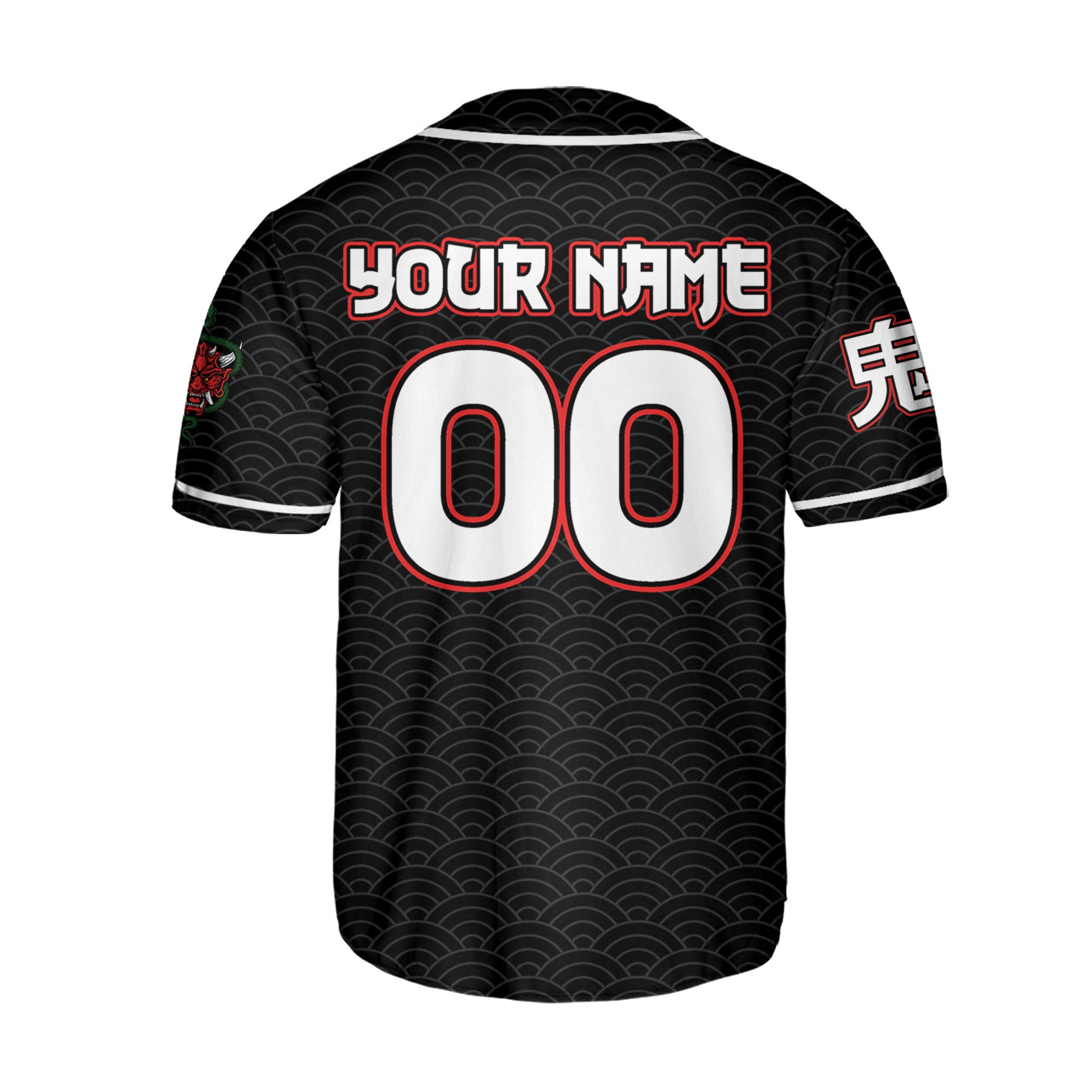 Custom Baseball Team Name Scare Oni Mask And Snake Black