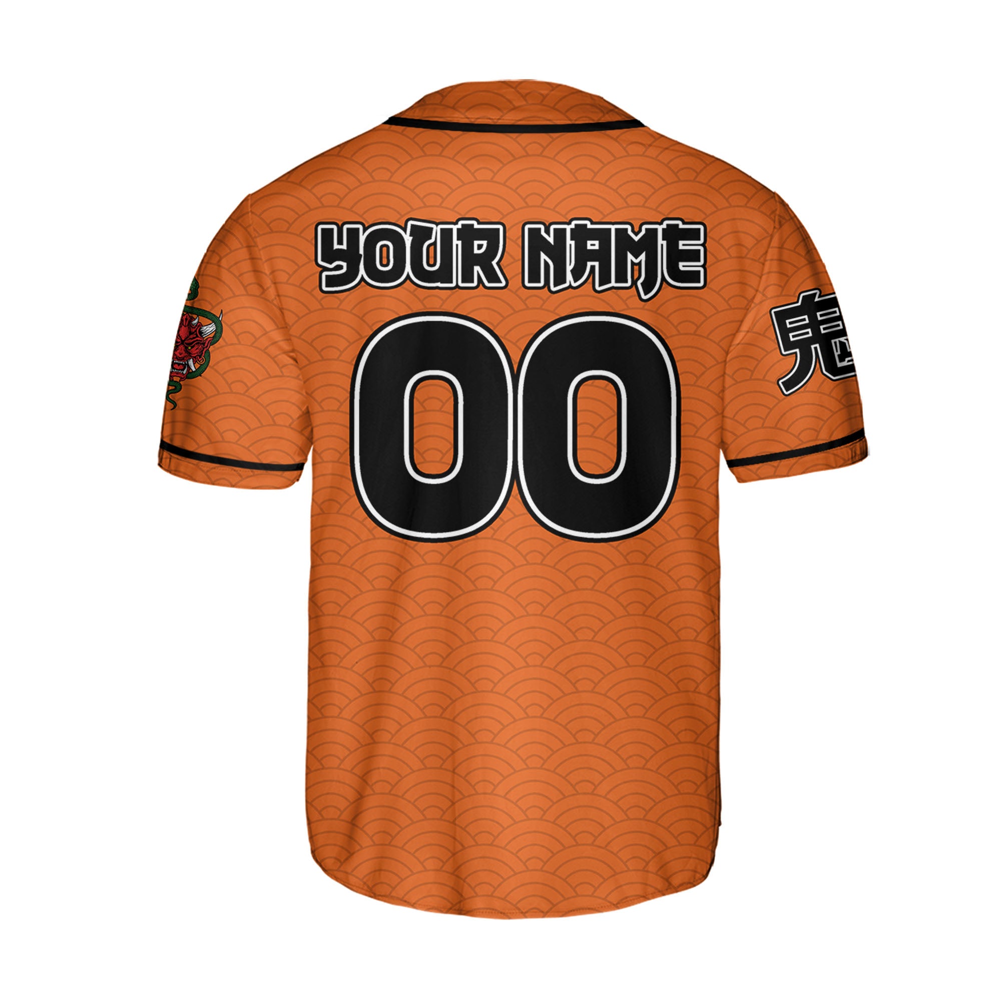 Custom Baseball Team Name Scare Oni Mask And Snake Orange