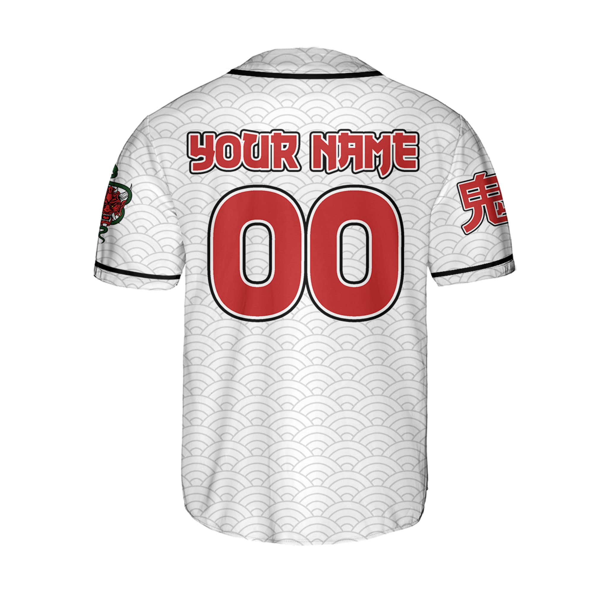 Custom Baseball Team Name Scare Oni Mask And Snake White