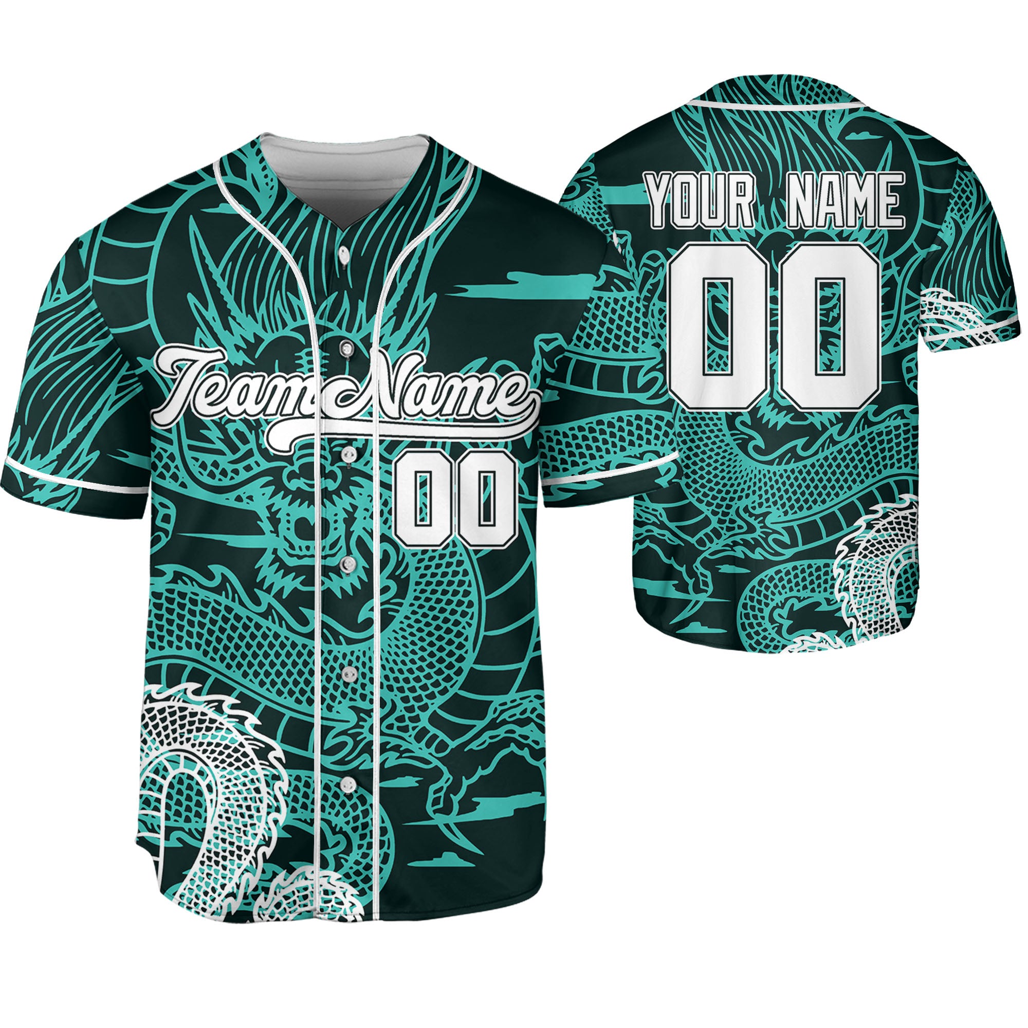 Personalize-Team-Name-Sky-Dragon-Turquoise-Baseball-Jersey