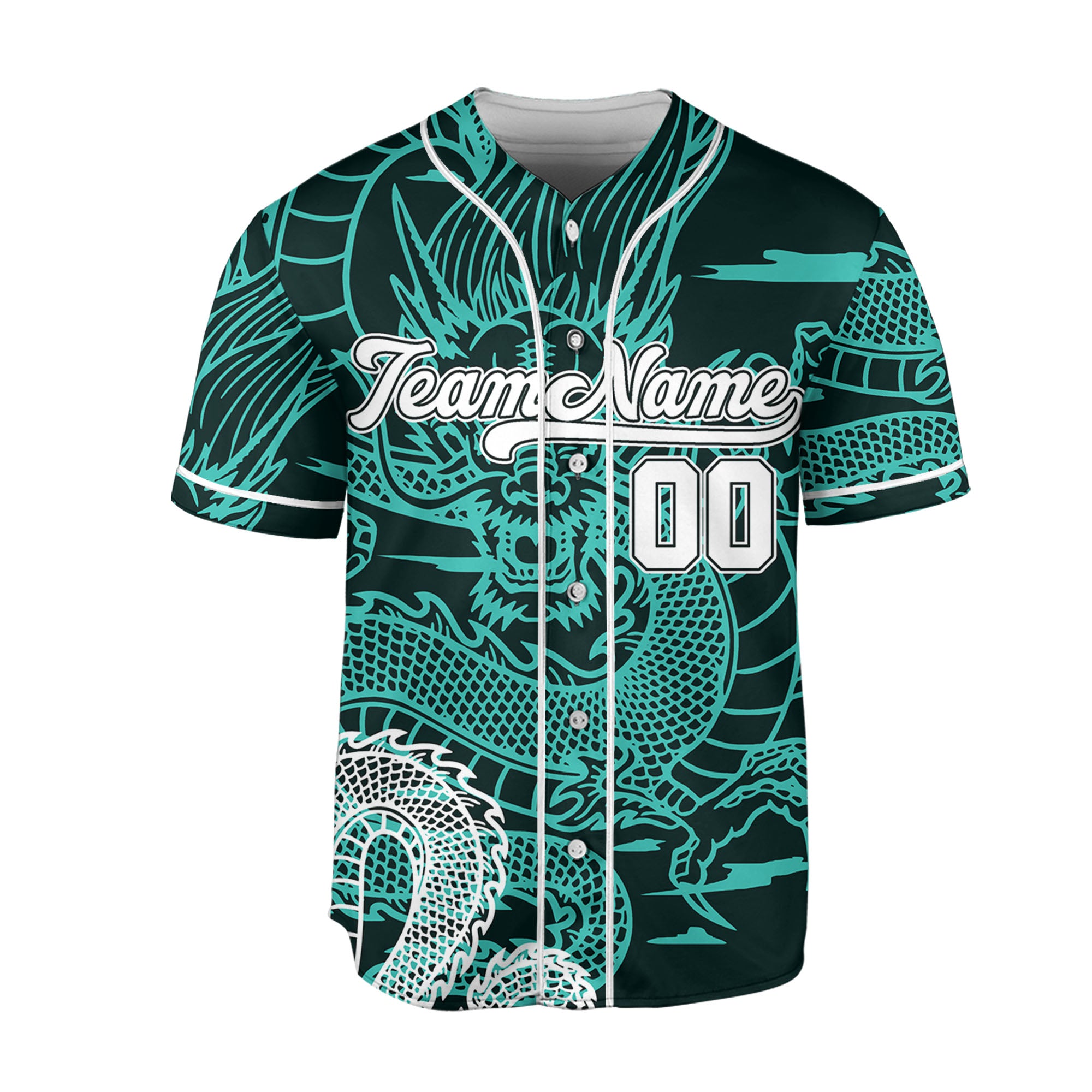 Personalize-Team-Name-Sky-Dragon-Turquoise-Baseball-Jersey