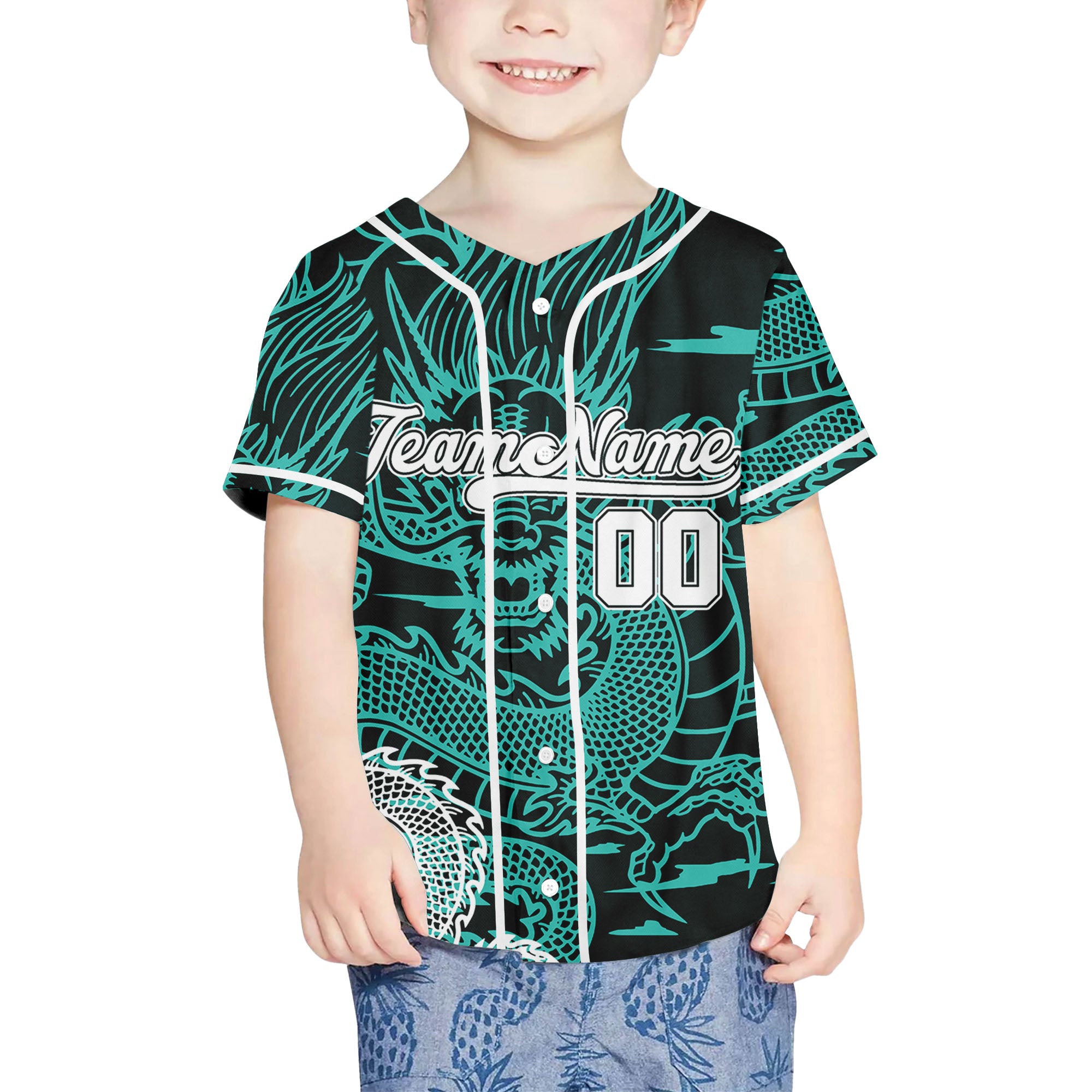 Personalize-Team-Name-Sky-Dragon-Turquoise-Baseball-Jersey