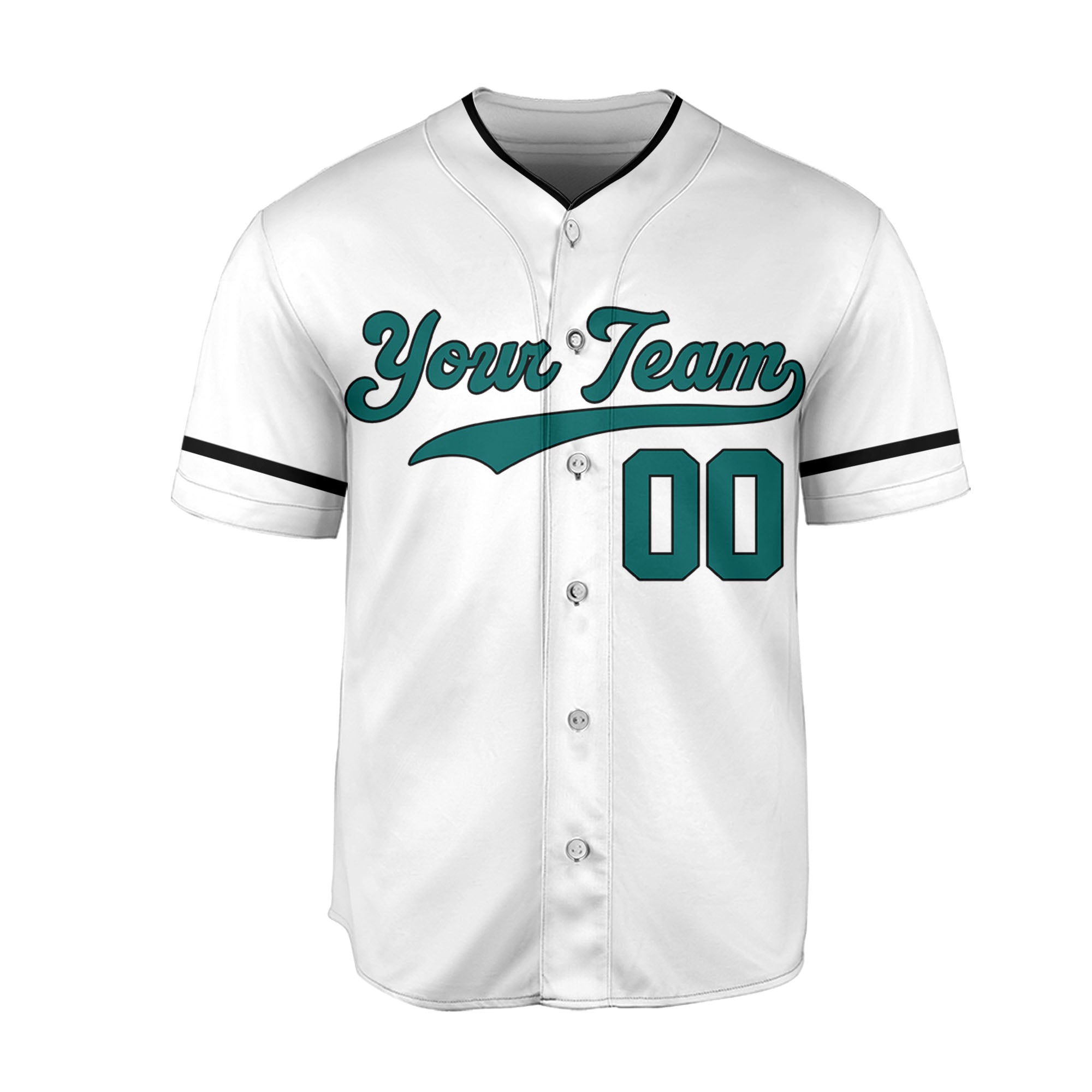 Personalize Team Name White Green Baseball Jersey Custom Team Jersey