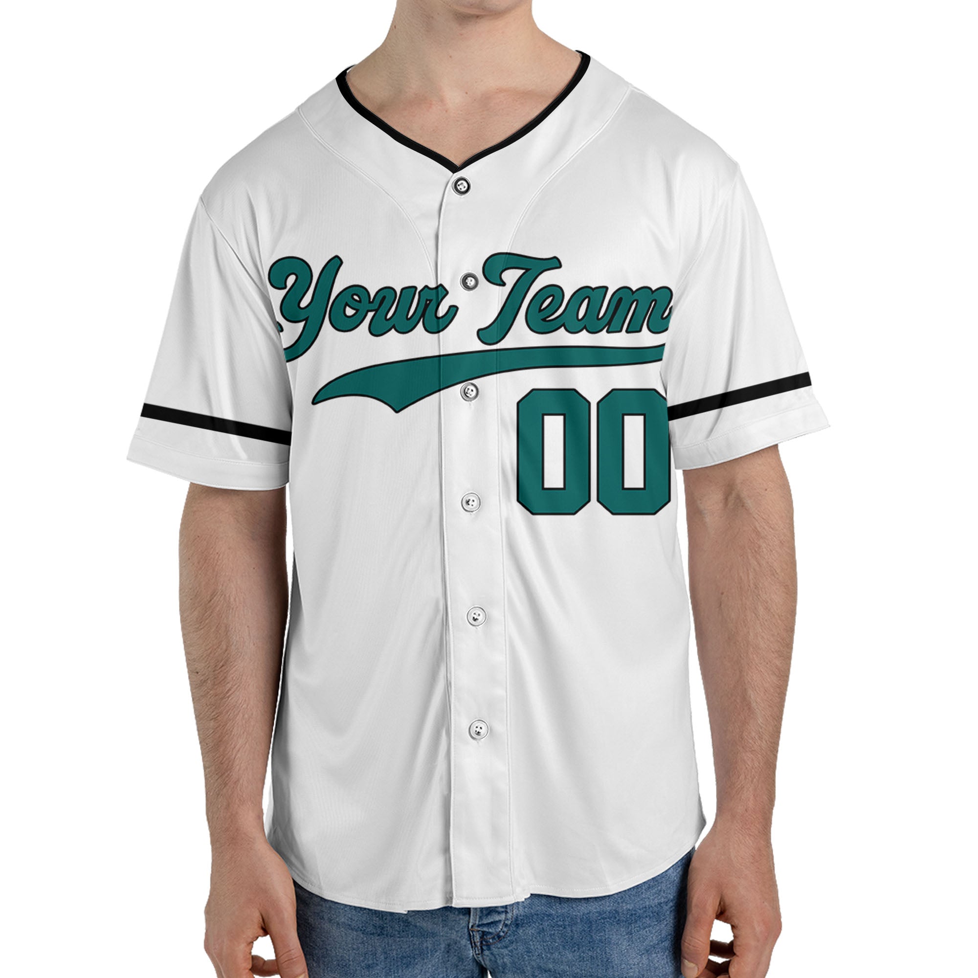 Personalize Team Name White Green Baseball Jersey Custom Team Jersey